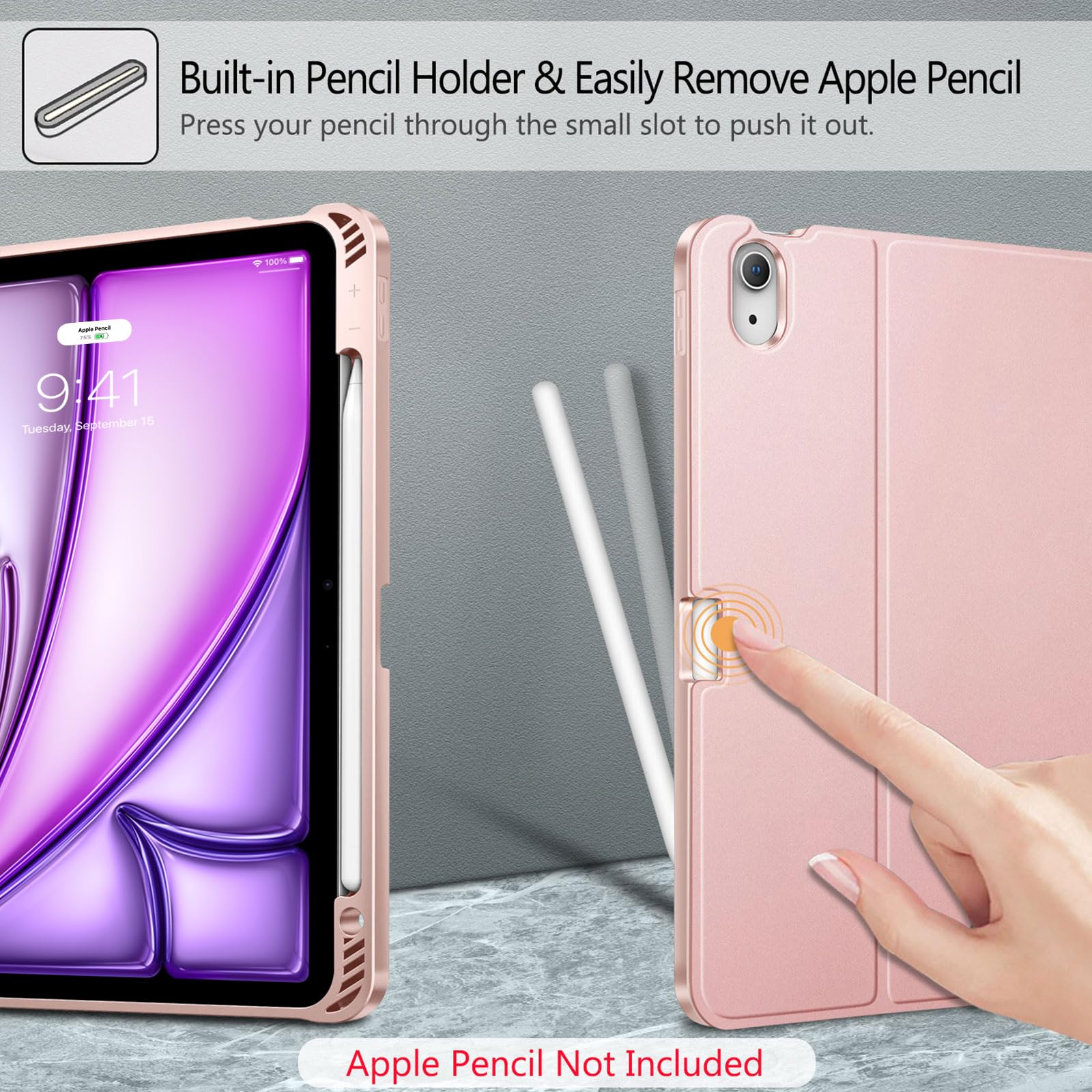 Foto 8 pulgar | Funda Con Teclado Fintie Para Ipad Air De 11 Pulgadas M2 (2024)  Color Dorado Rosa - Venta Internacional.