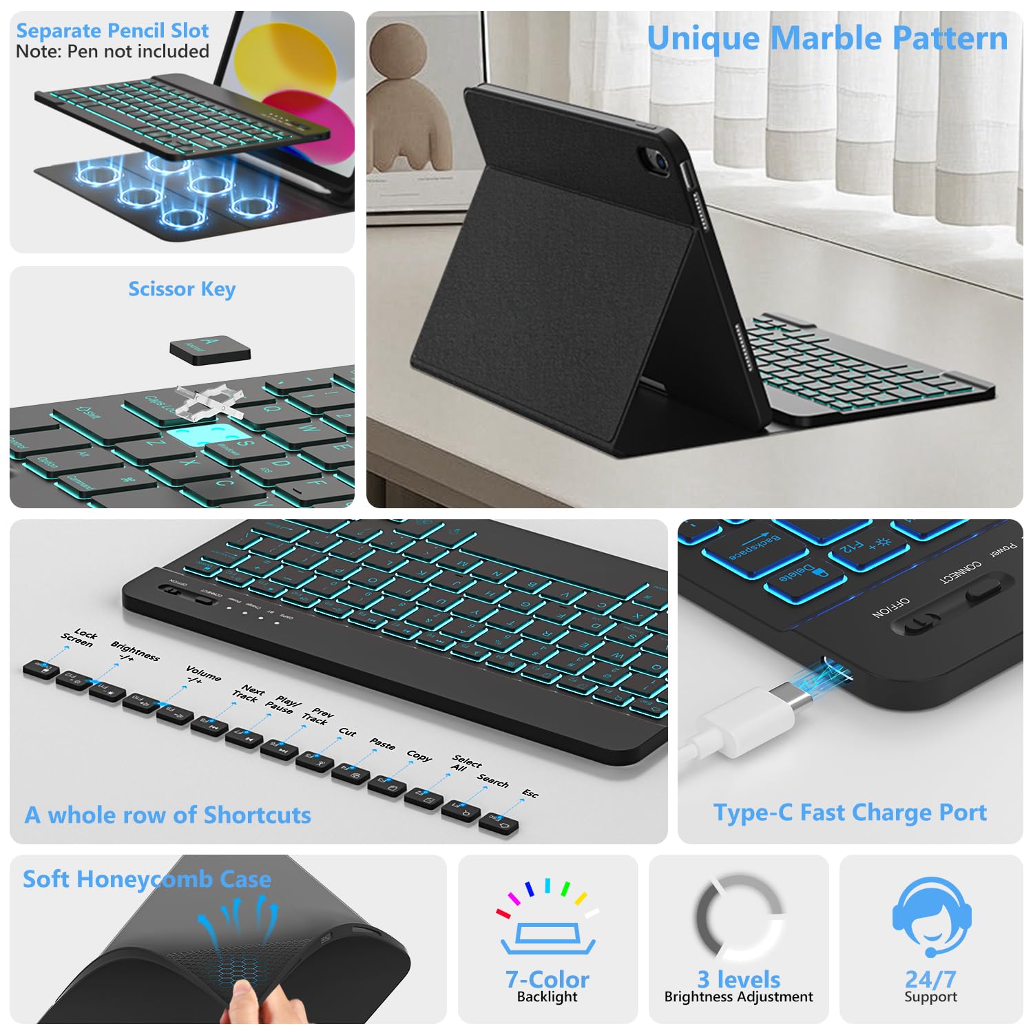 Foto 6 pulgar | Funda Con Teclado Fuwang Para Ipad A16 De 11 Pulgadas Y 10 De 10 9 Pulgadas - Venta Internacional.