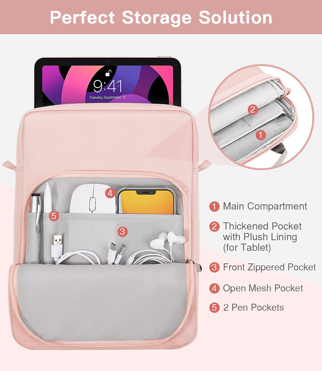 Foto 5 | Funda Para Tablet Moko Ipad Pro M4/air M2 De 9-11 Pulgadas  Color Rosa - Venta Internacional.