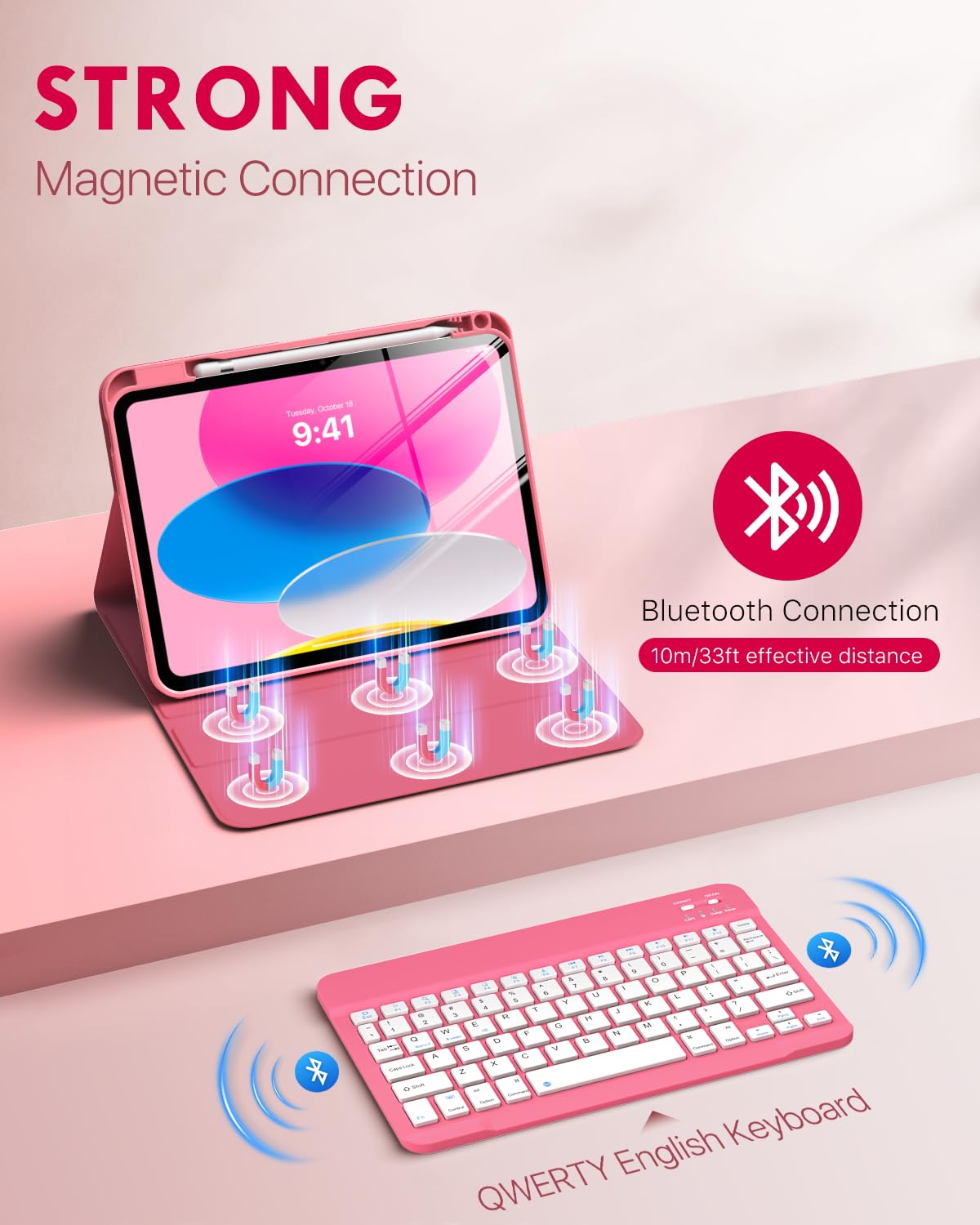 Foto 3 | Funda Con Teclado Moko Para Ipad 11.ª Generación  11 Pulgadas (2025)  Color Rosa - Venta Internacional.