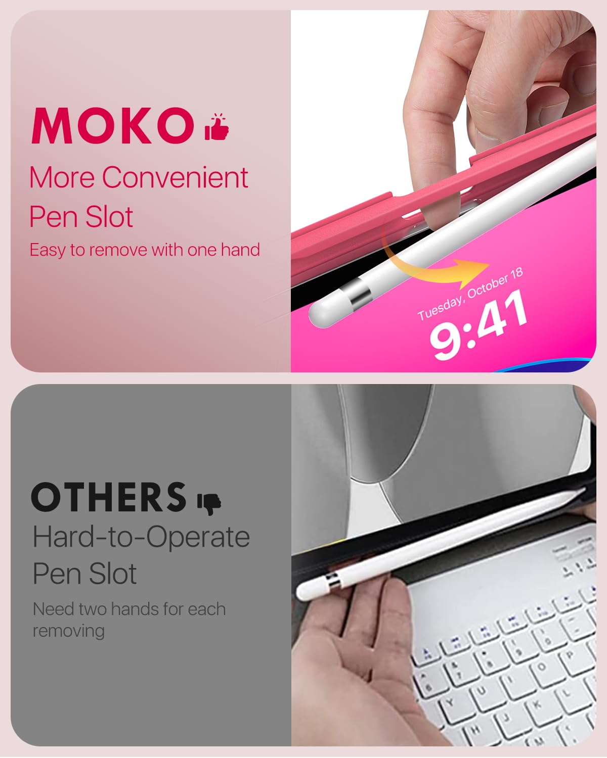 Foto 4 | Funda Con Teclado Moko Para Ipad 11.ª Generación  11 Pulgadas (2025)  Color Rosa - Venta Internacional.
