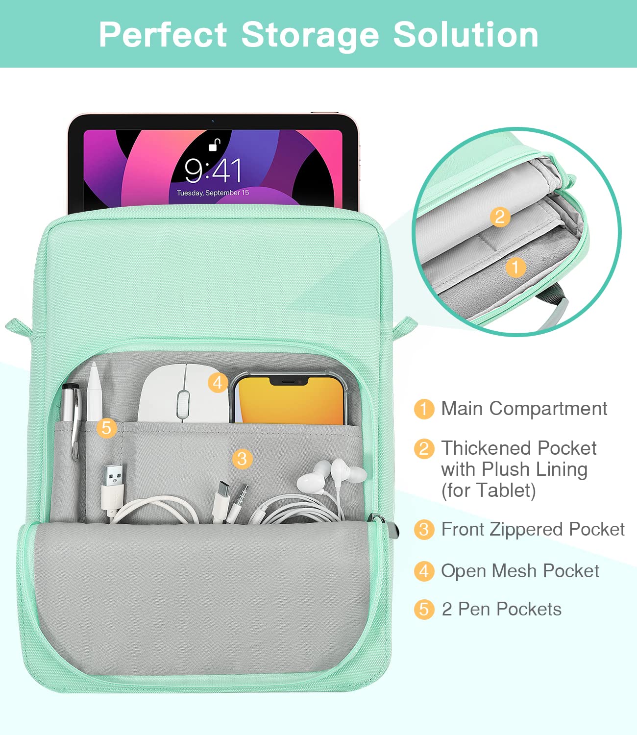 Foto 6 pulgar | Funda Para Tableta Moko De 9 A 11 Pulgadas Para Ipad Air 5 10.9 2022 Mint - Venta Internacional.