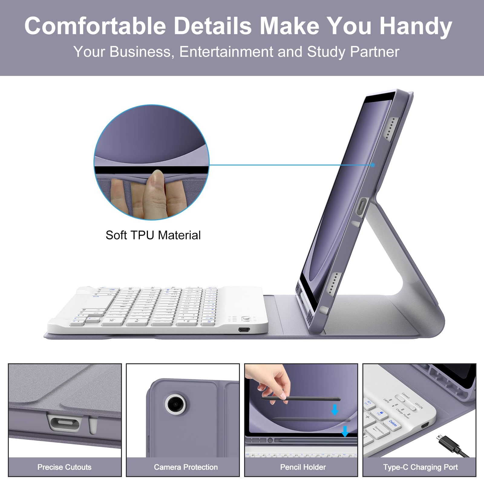 Foto 6 pulgar | Funda De Teclado Boriyuan Para Samsung Galaxy Tab A9+ 11 5g 2023 - Venta Internacional.