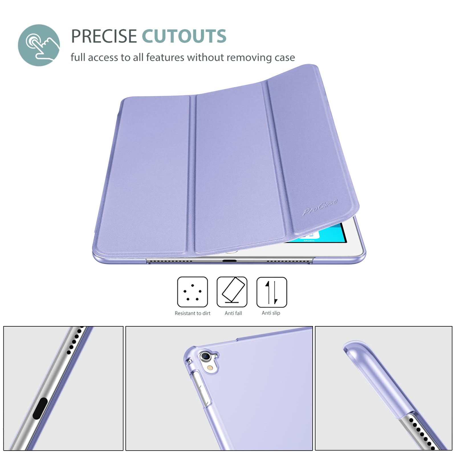 Foto 4 pulgar | Funda Procase Smart Para Ipad Pro 9.7 2016  Color Morado Claro - Venta Internacional.