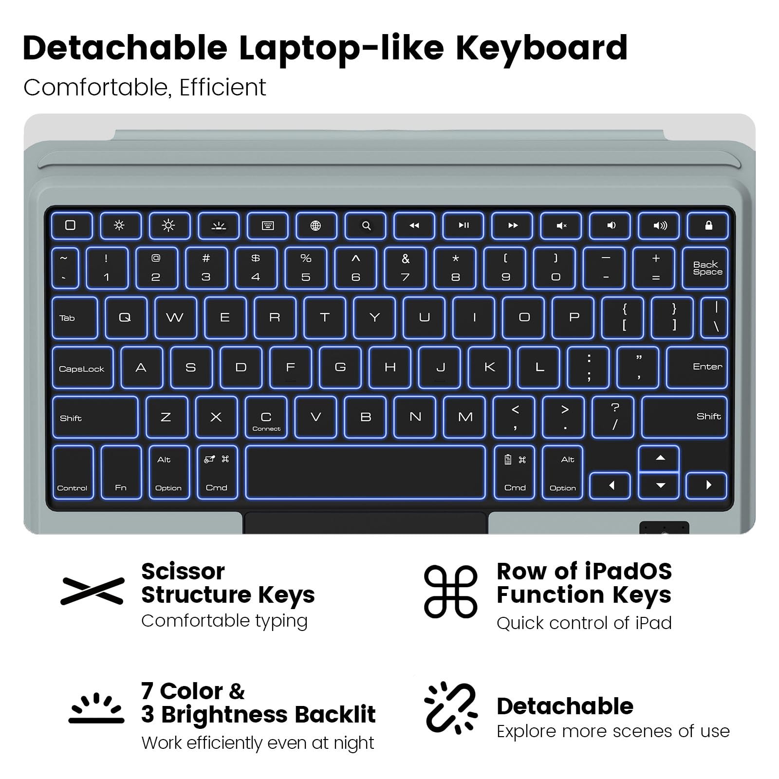 Foto 5 pulgar | Funda Con Teclado Desmontable Para Ipad 9.ª Generación (10.2 Pulgadas) - Venta Internacional.
