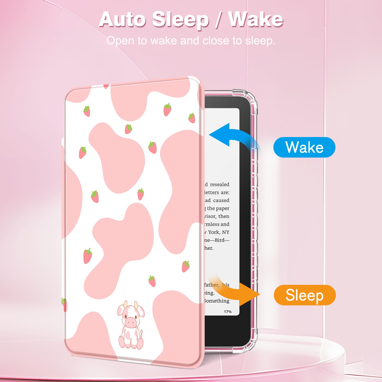 Foto 3 | Funda Fintie Para Kindle Paperwhite 12.ª Generación 2024 Strawberry Cow - Venta Internacional.