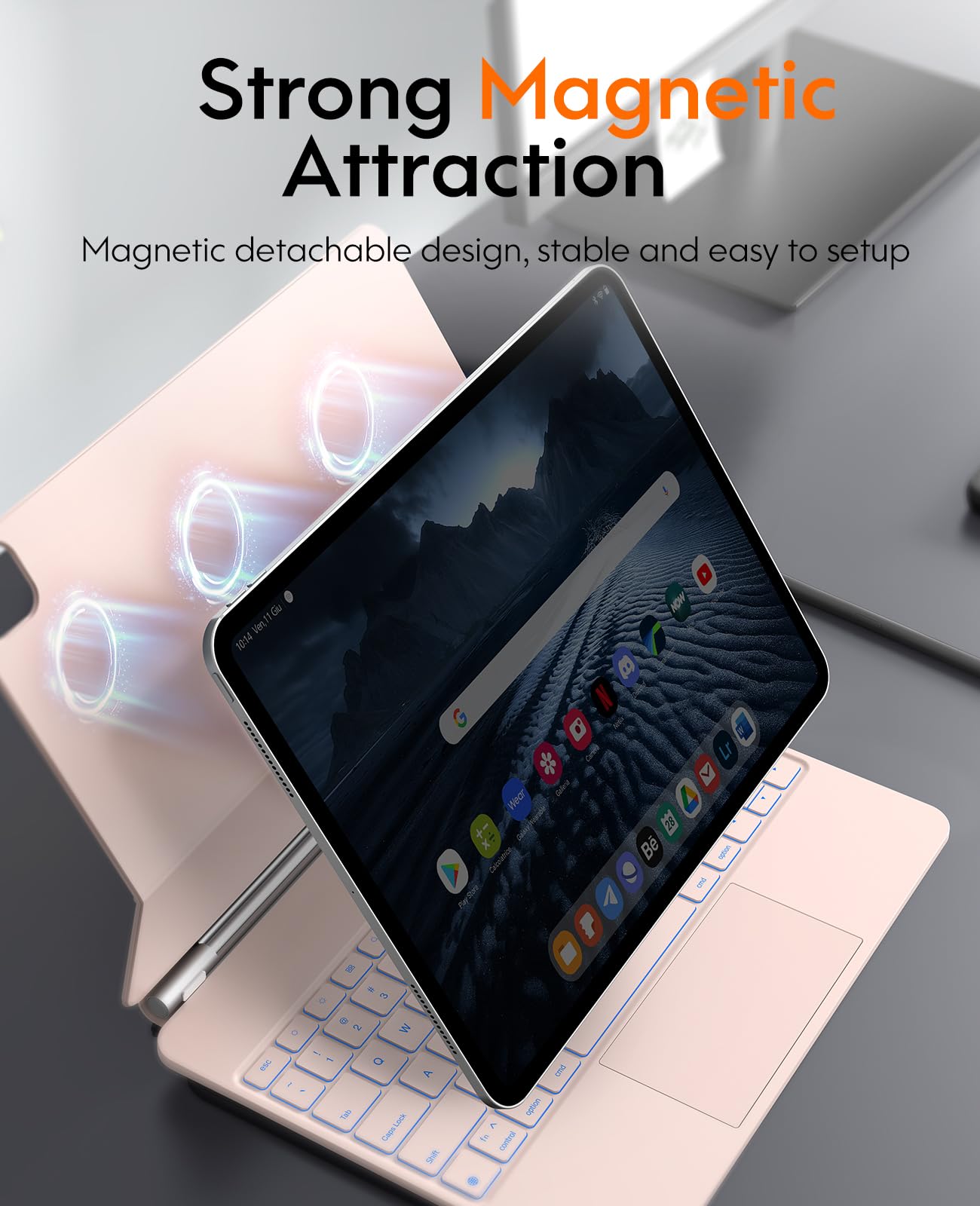 Foto 3 | Funda Con Teclado Chesona Para Ipad Pro 13 2024 Con Panel Táctil Rosa - Venta Internacional.