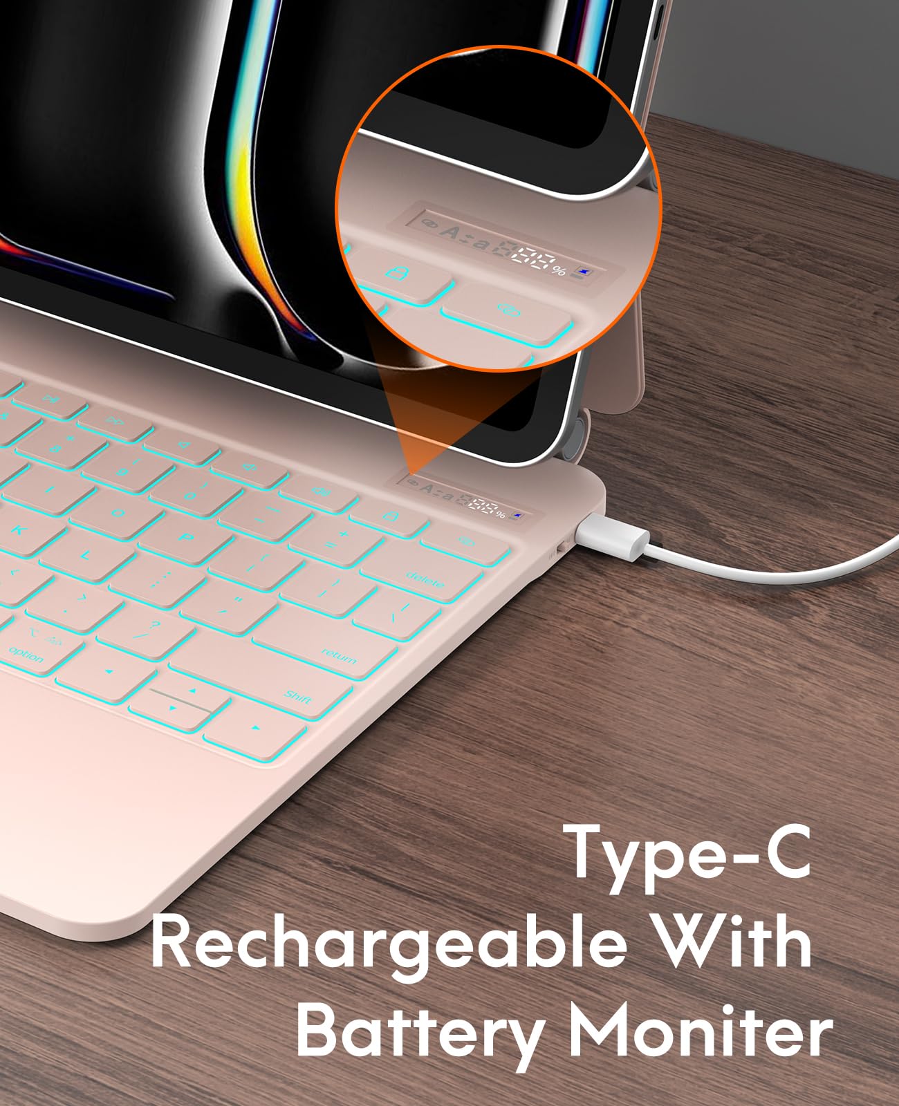 Foto 8 pulgar | Funda Con Teclado Chesona Para Ipad Pro 13 2024 Con Panel Táctil Rosa - Venta Internacional.