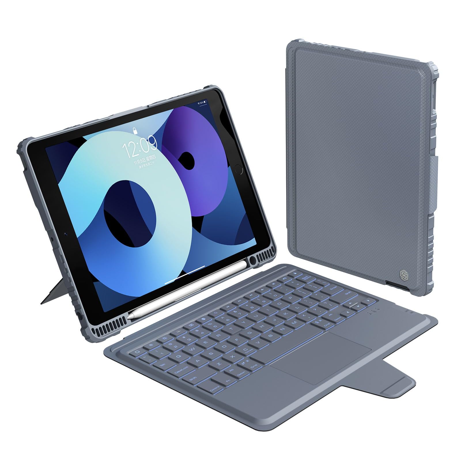 Funda Con Teclado Desmontable Para Ipad 9ª Generación Nillkin Gray - Venta Internacional.