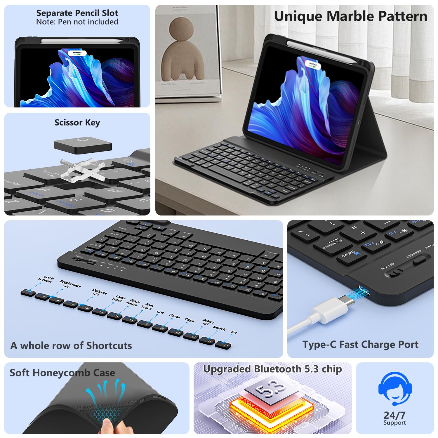 Foto 5 pulgar | Funda De Teclado Fuwang Para Ipad Air De 11 Pulgadas Con Teclado Negro - Venta Internacional.