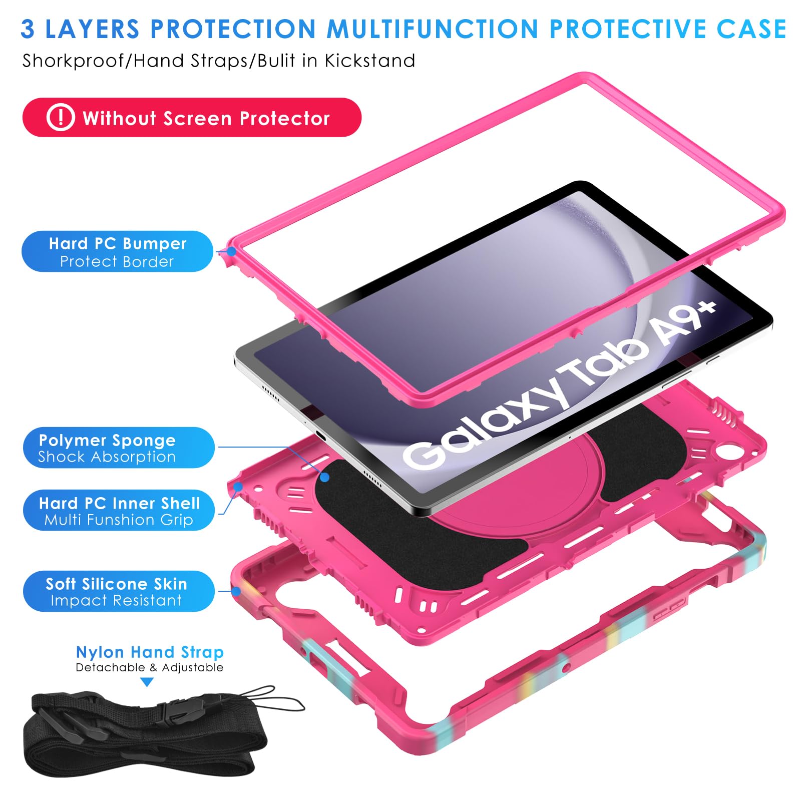 Foto 3 | Funda Detuosi Para Samsung Galaxy Tab A9 Plus De 11 Pulgadas Con Correa - Venta Internacional.