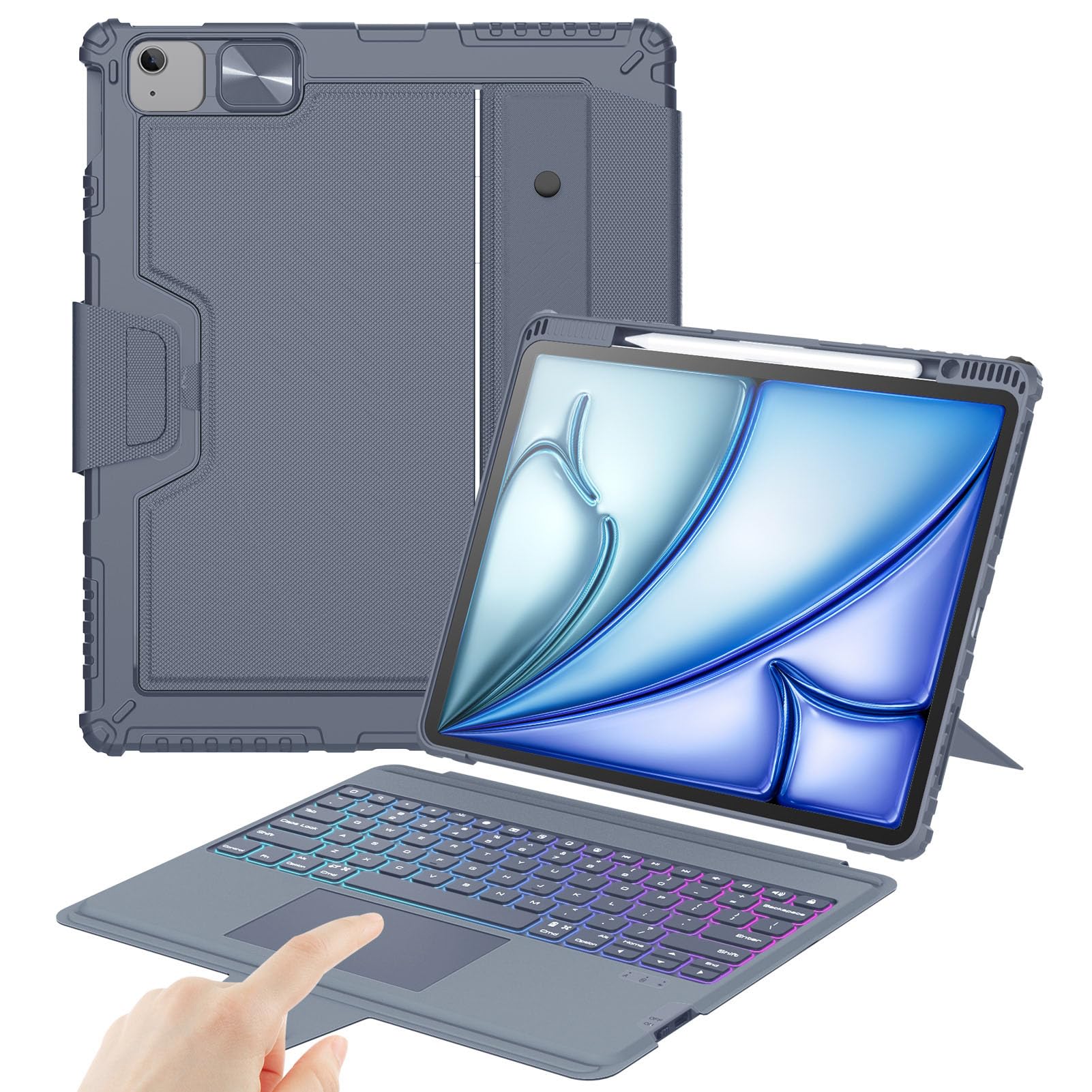 Funda Con Teclado Nillkin Para Ipad Air De 33 Cm  Ipad Pro De 33 Cm  Gris - Venta Internacional.
