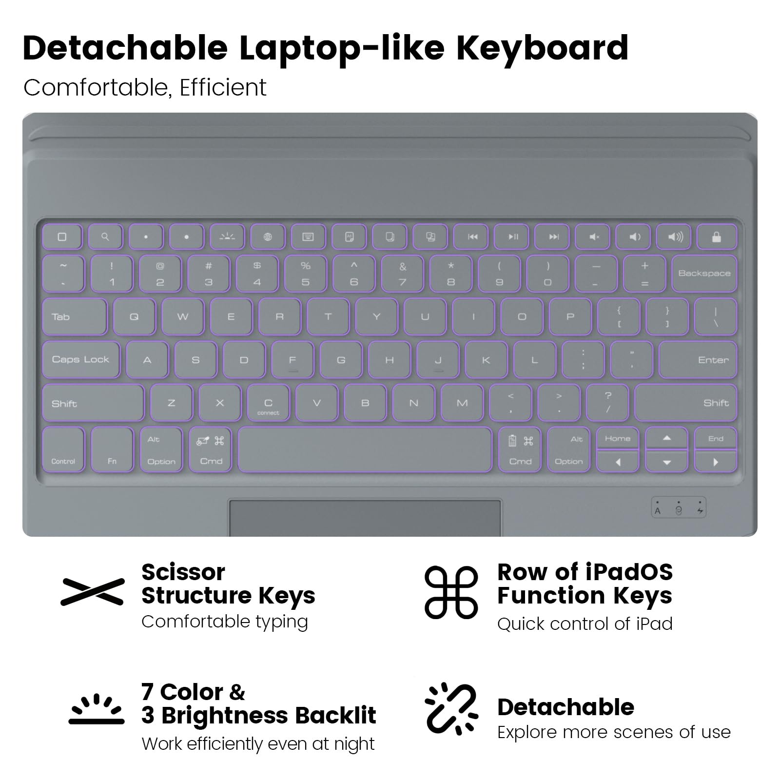 Foto 4 pulgar | Funda Con Teclado Nillkin Para Ipad Air De 33 Cm  Ipad Pro De 33 Cm  Gris - Venta Internacional.