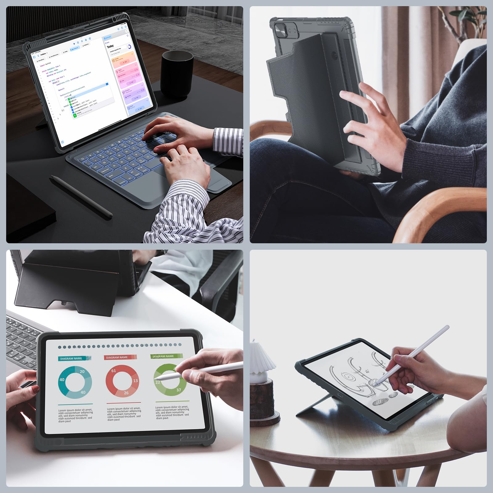 Foto 8 pulgar | Funda Con Teclado Nillkin Para Ipad Air De 33 Cm  Ipad Pro De 33 Cm  Gris - Venta Internacional.