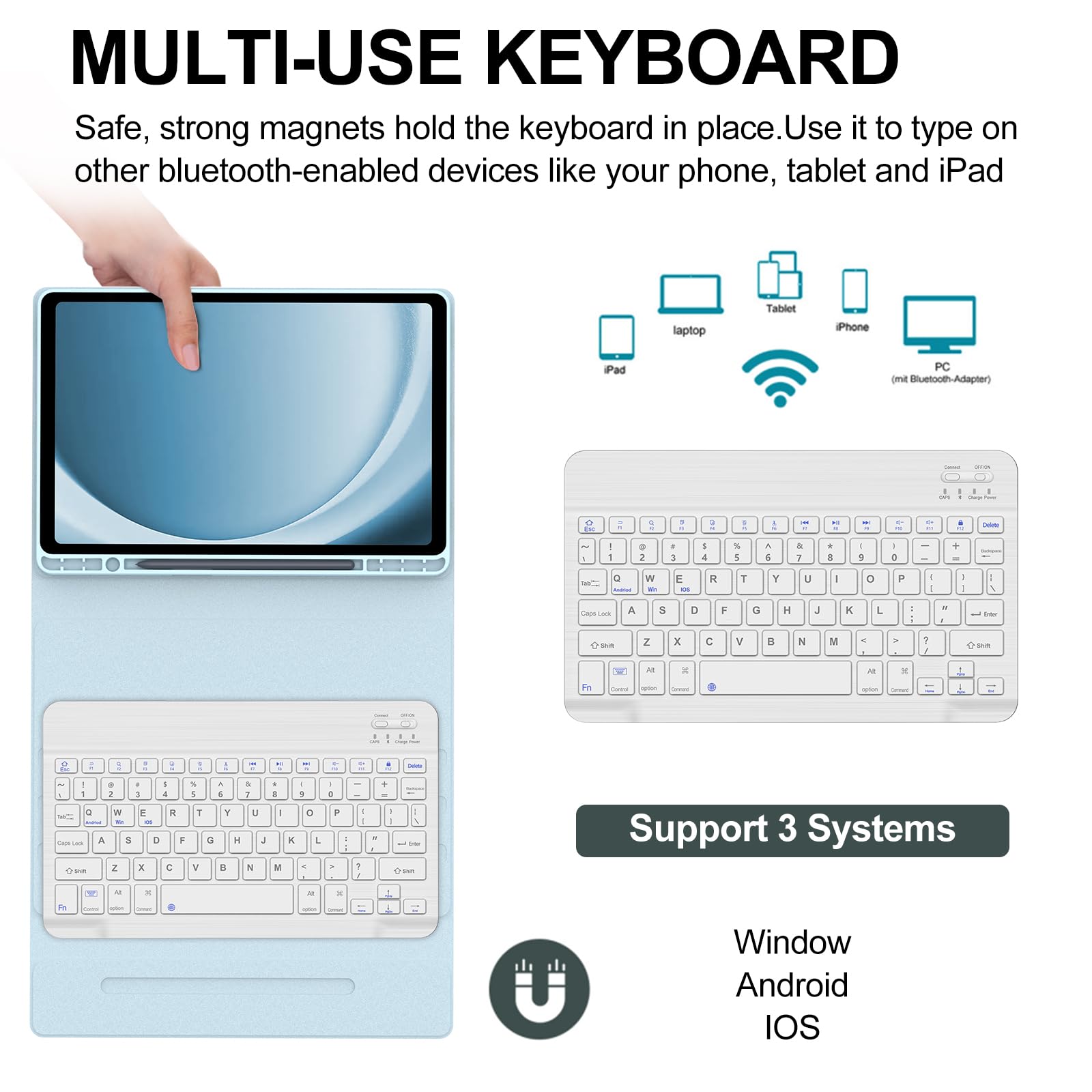 Foto 3 pulgar | Funda De Teclado Boriyuan Para Samsung Galaxy Tab A9+ 11 5g 2023 - Venta Internacional.