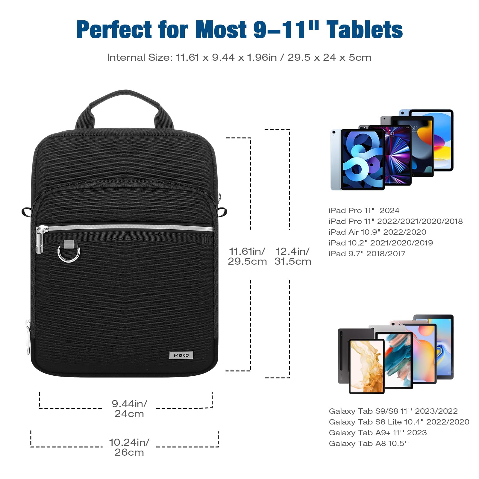 Foto 2 | Funda Para Tableta Moko De 9 A 11 Pulgadas Para Ipad Pro 11 Y Más  Negra - Venta Internacional.
