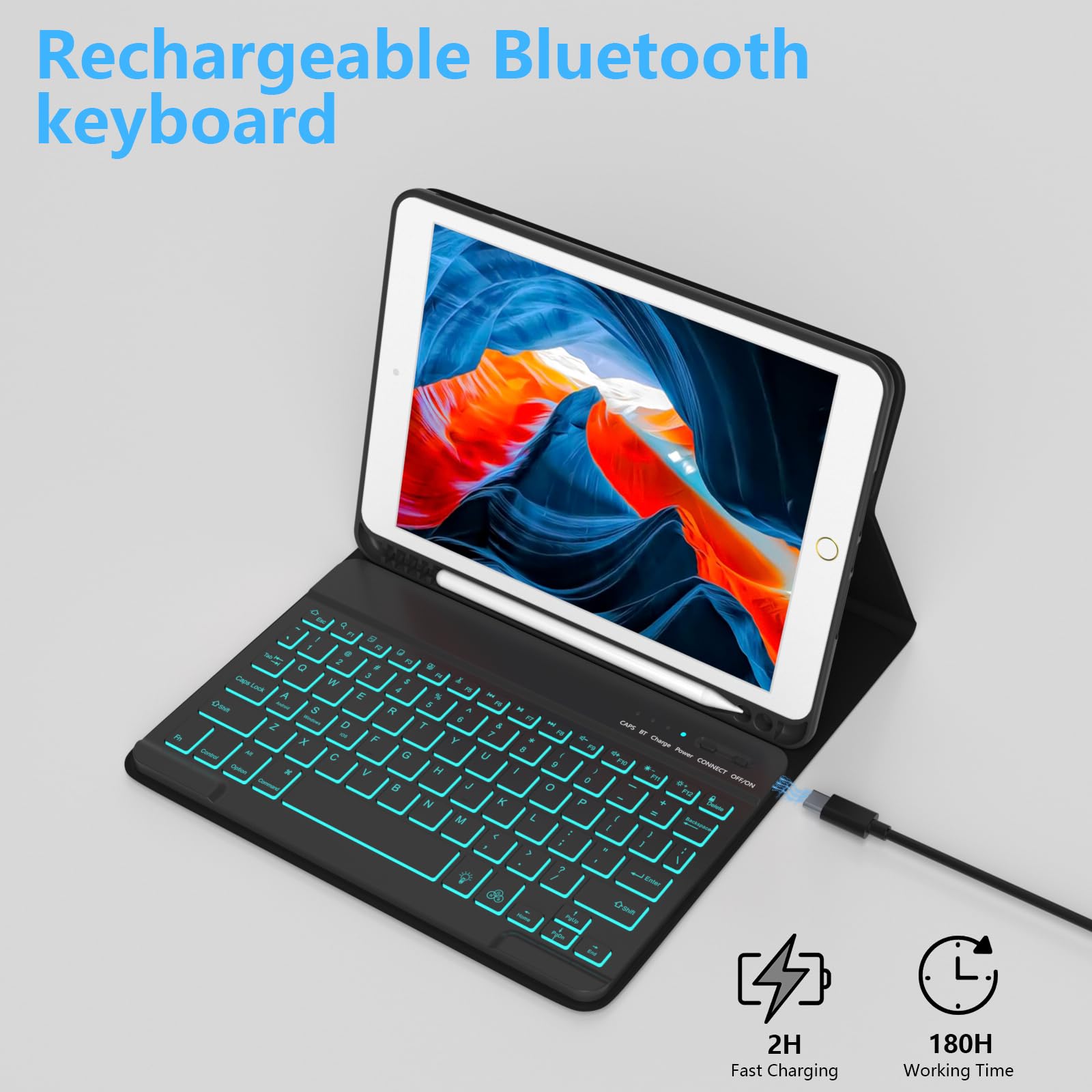 Foto 6 pulgar | Funda De Teclado Fuwang Para Ipad De 9.ª Generación De 10.2 Pulgadas 2021 Con Retroiluminación - Venta Internacional.