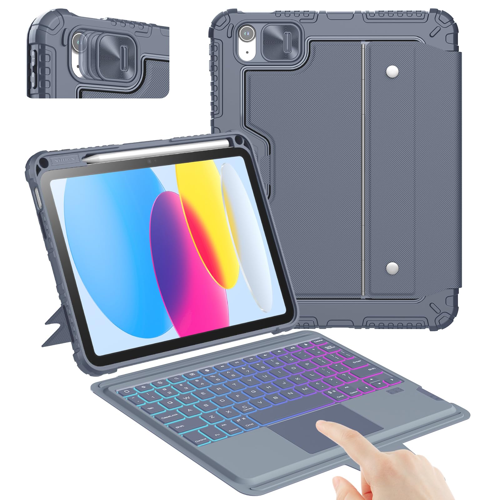 Funda Con Teclado Nillkin Para Ipad A16 (11.ª Y 10.ª Generación) Con Panel Táctil - Venta Internacional.