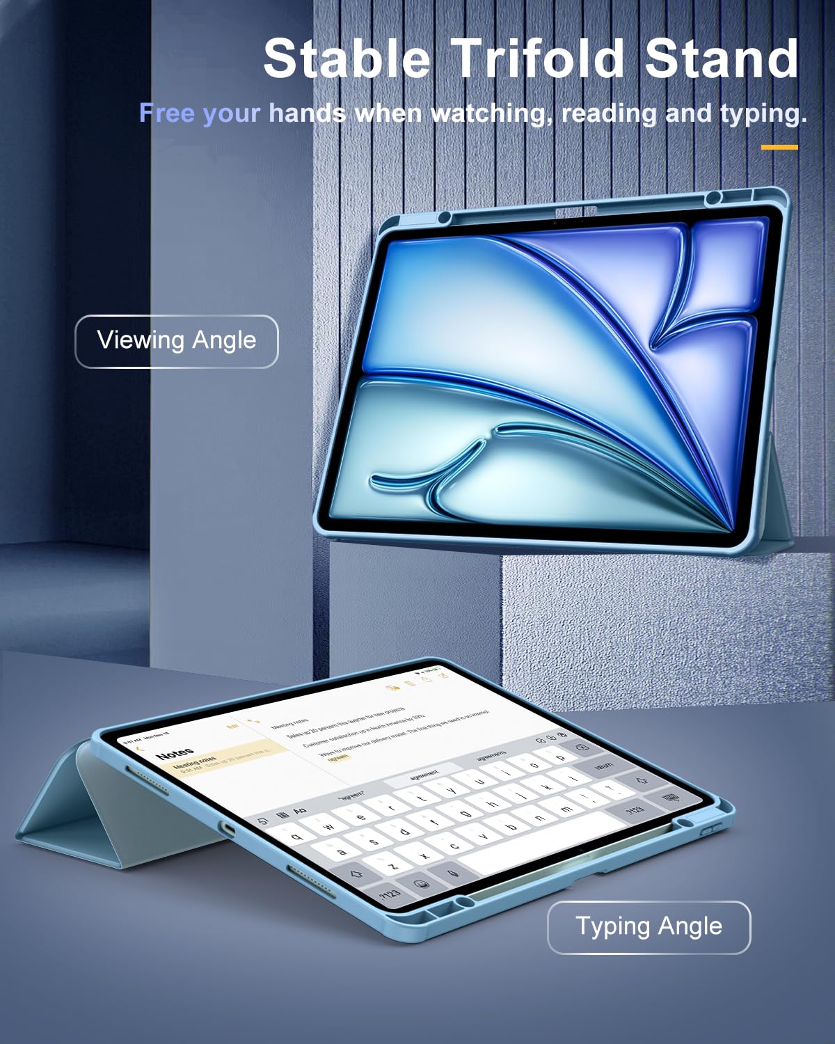 Foto 5 pulgar | Funda Timovo Para Ipad Air De 13 Pulgadas Con Soporte Para Lápices  Color Azul Brumoso - Venta Internacional.