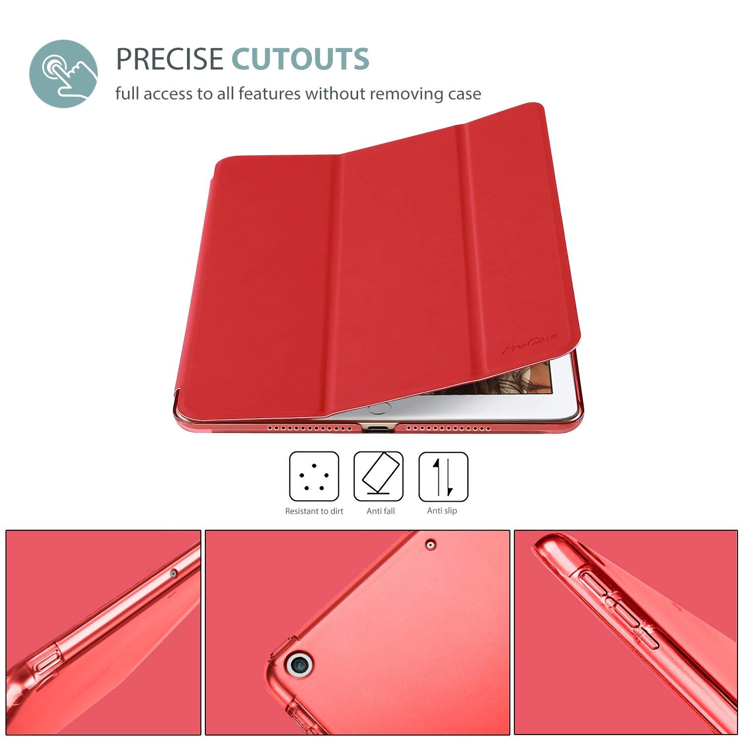 Foto 4 pulgar | Funda Procase Smart Para Ipad De 9 7 Pulgadas (6.ª Y 5.ª Generación  2018 Y 2017)  Color Rojo - Venta Internacional.