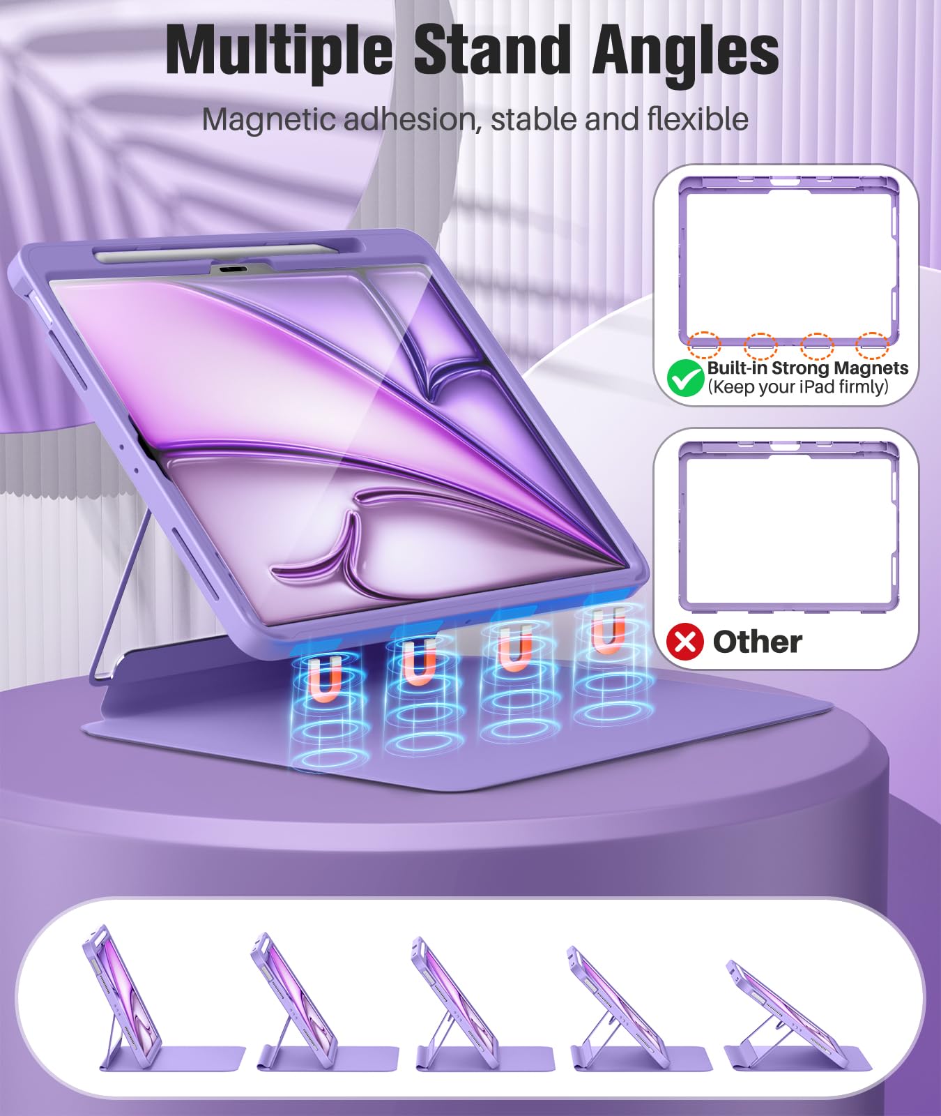 Foto 5 pulgar | Funda Para Ipad Air 13 Moko M3 2025 Y M2 2024 Con Soporte Para Lápices  Color Morado - Venta Internacional.
