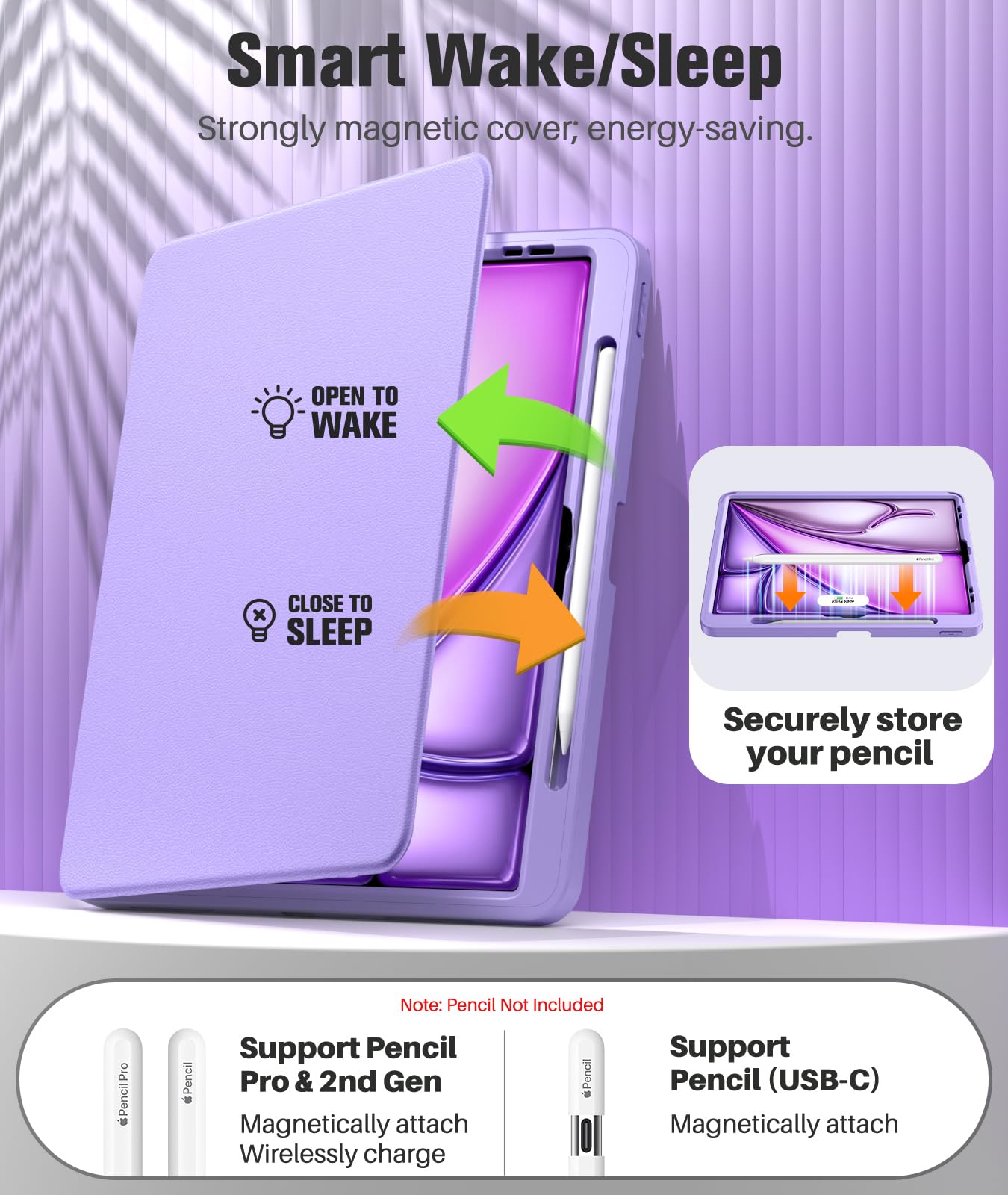 Foto 6 pulgar | Funda Para Ipad Air 13 Moko M3 2025 Y M2 2024 Con Soporte Para Lápices  Color Morado - Venta Internacional.