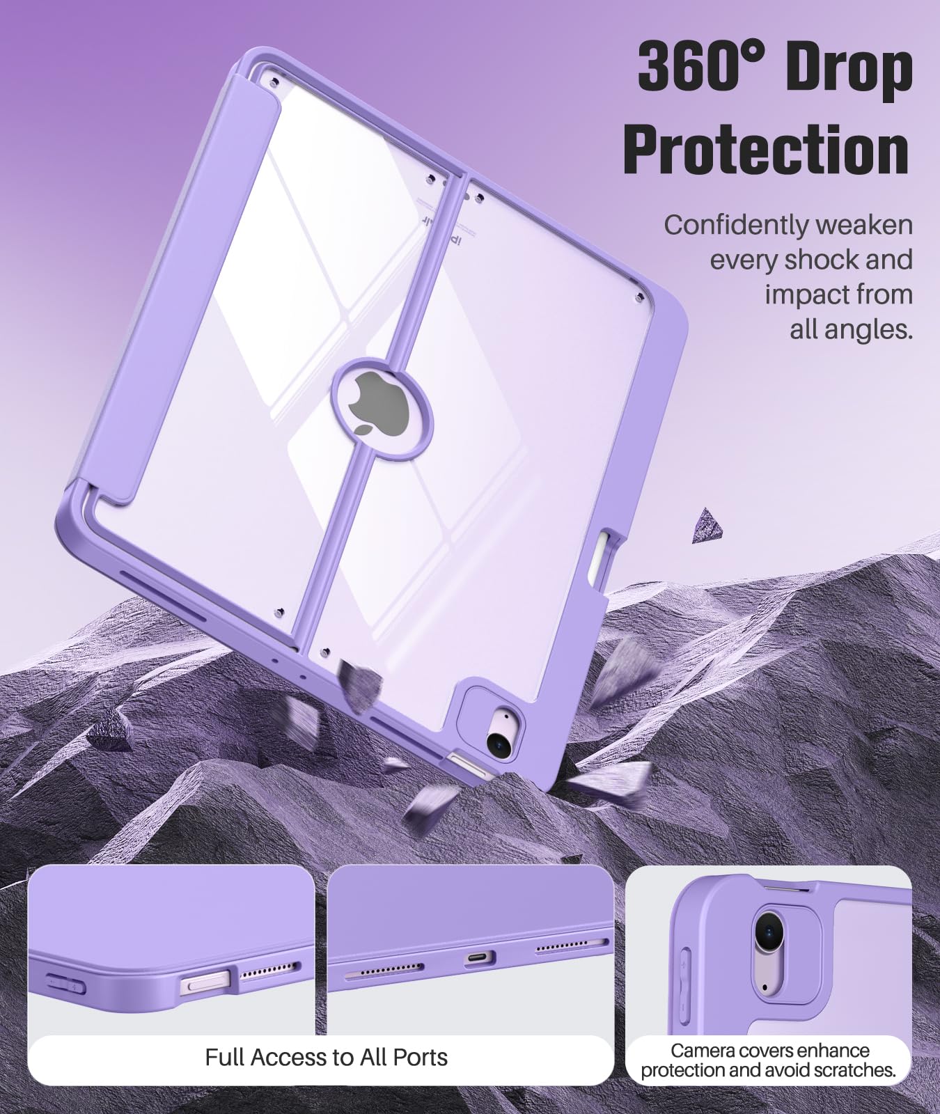 Foto 6 | Funda Para Ipad Air 13 Moko M3 2025 Y M2 2024 Con Soporte Para Lápices  Color Morado - Venta Internacional.