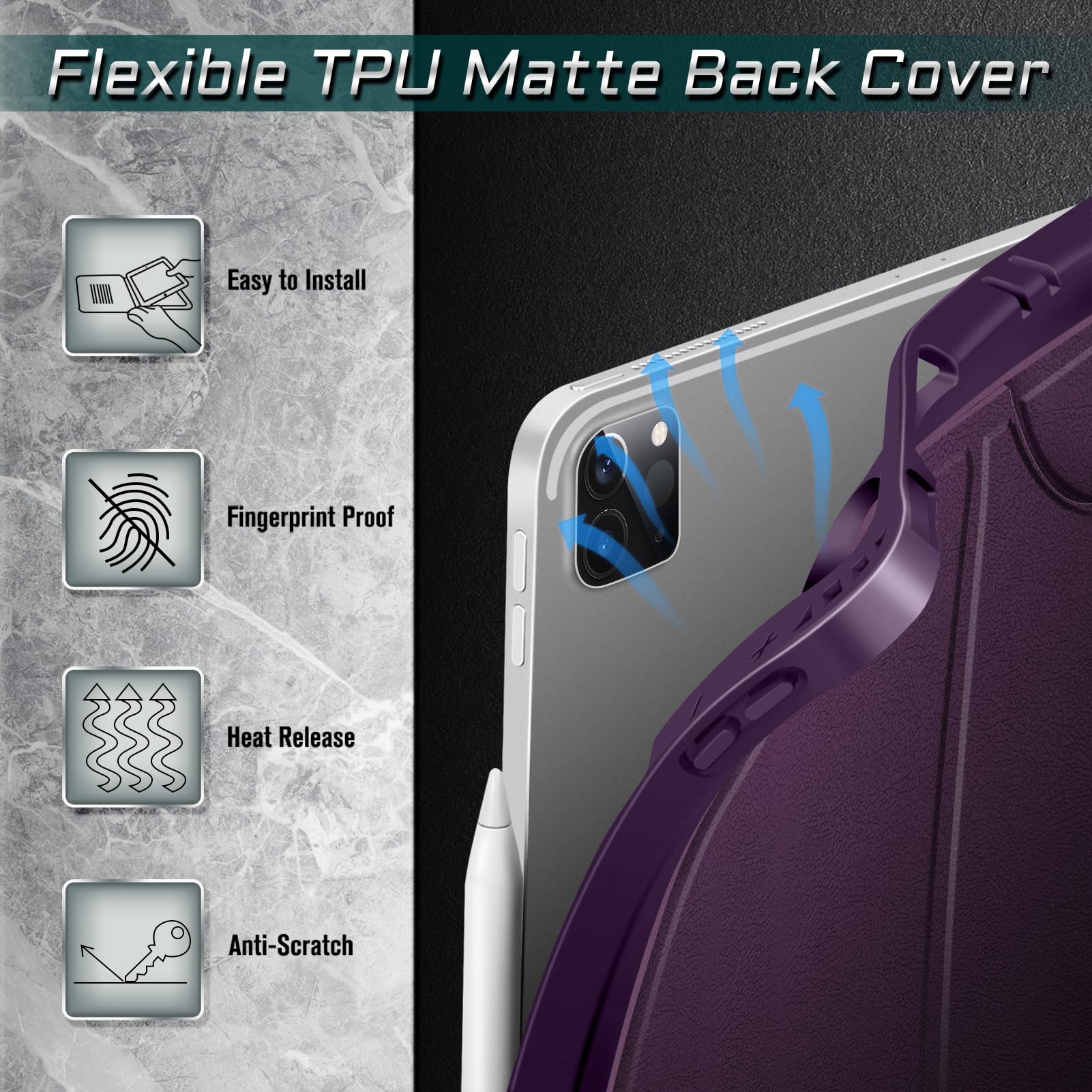 Foto 6 pulgar | Funda Magnética Casebot Para Ipad Pro 12.9 6th Gen 2022  Color Morado - Venta Internacional.