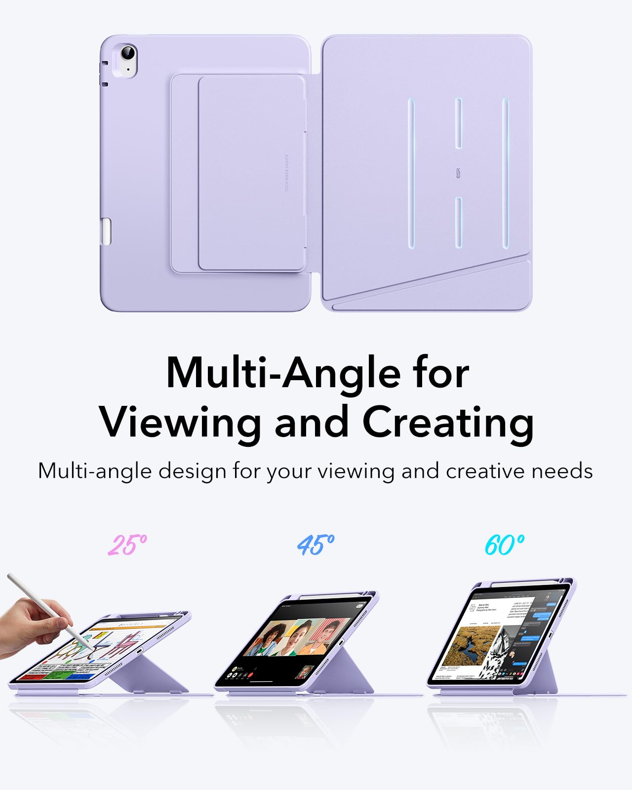 Foto 4 | Funda Esr Para Ipad Air De 11 Pulgadas (2025/2024) Con Soporte Para Lápices - Venta Internacional.