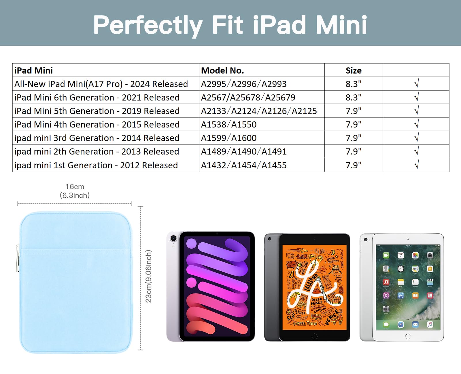 Foto 3 pulgar | Funda Para Tablet Timovo Para Ipad Mini 7/6/5/4/3/2/1  Color Azul Claro - Venta Internacional.