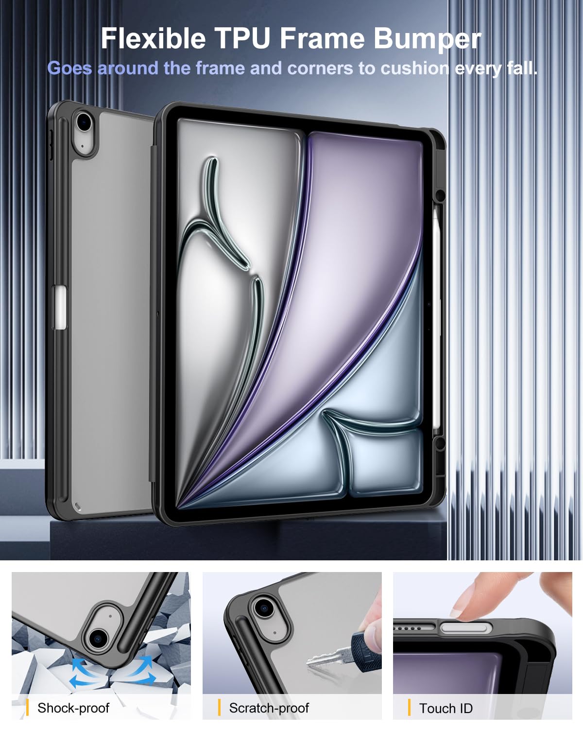 Foto 4 pulgar | Funda Timovo Para Ipad Air De 13 Pulgadas Con Soporte Para Lápices  Color Negro - Venta Internacional.
