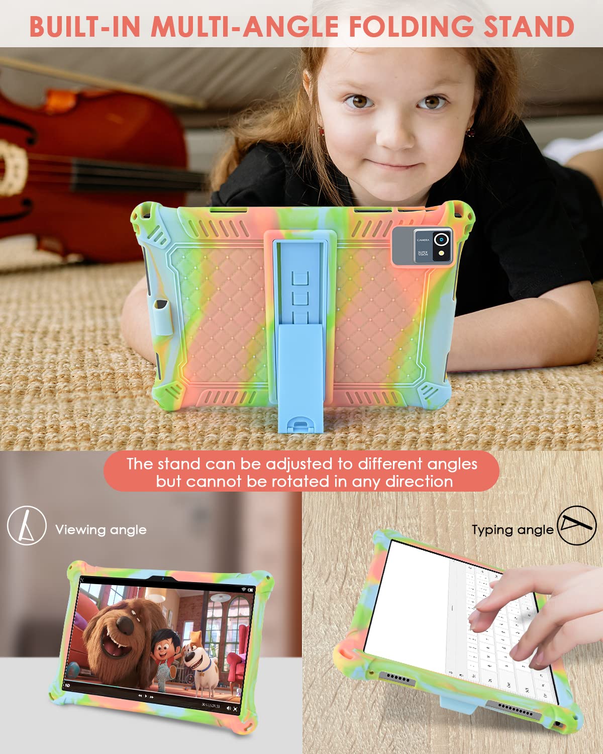 Foto 5 pulgar | Funda Para Tablet Detuosi Okaysea De 10.1 Pulgadas Con Lápiz Capacitivo Y Correa  Color Naranja - Venta Internacional.