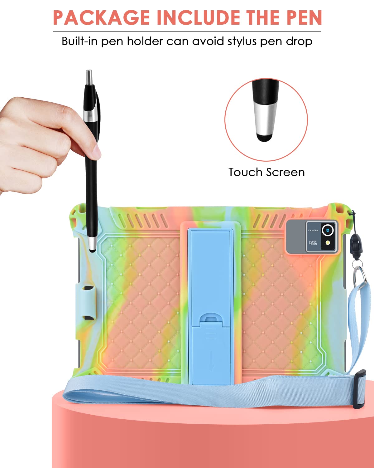 Foto 6 | Funda Para Tablet Detuosi Okaysea De 10.1 Pulgadas Con Lápiz Capacitivo Y Correa  Color Naranja - Venta Internacional.