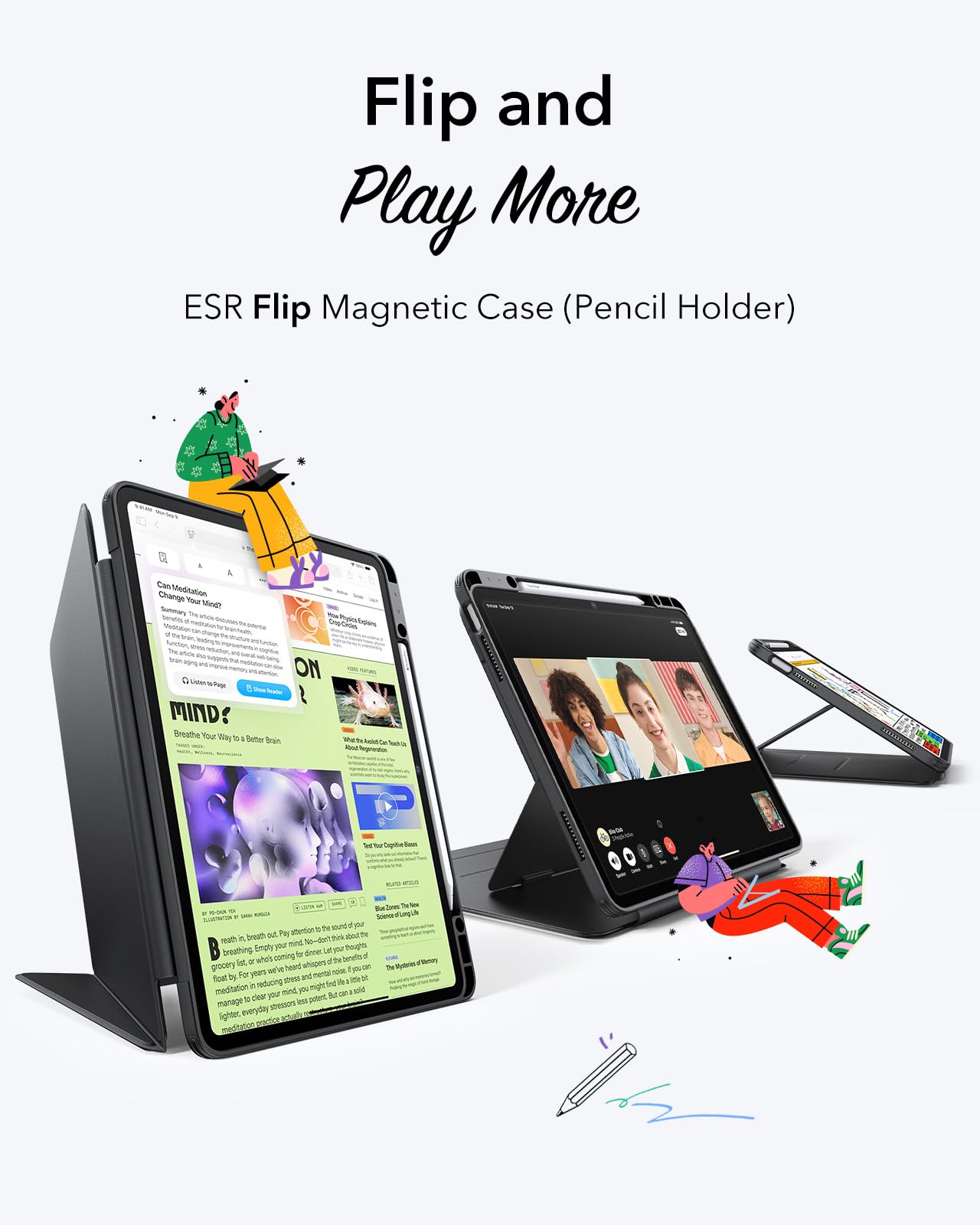 Foto 3 | Funda Esr Para Ipad Air M3/m2 De 13 Pulgadas (2025/2024) Con Soporte Para Lápices - Venta Internacional.