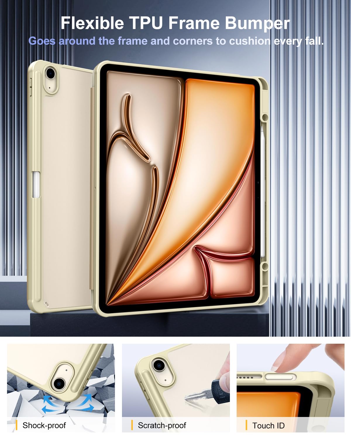 Foto 4 pulgar | Funda Timovo Para Ipad Air De 13 Pulgadas Con Soporte Para Lápices  Color Dorado Champán - Venta Internacional.