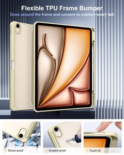 Foto 3 | Funda Timovo Para Ipad Air De 13 Pulgadas Con Soporte Para Lápices Color Dorado Champán - Venta Internacional.