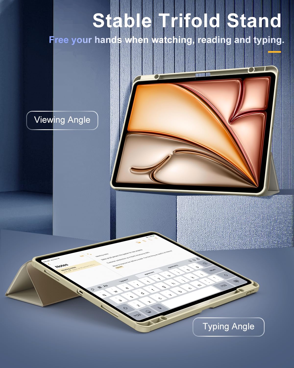 Foto 5 pulgar | Funda Timovo Para Ipad Air De 13 Pulgadas Con Soporte Para Lápices  Color Dorado Champán - Venta Internacional.