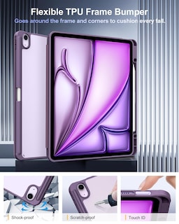 Foto 3 | Funda Timovo Para Ipad Air De 13 Pulgadas Con Soporte Para Lápices Color Morado Oscuro - Venta Internacional.