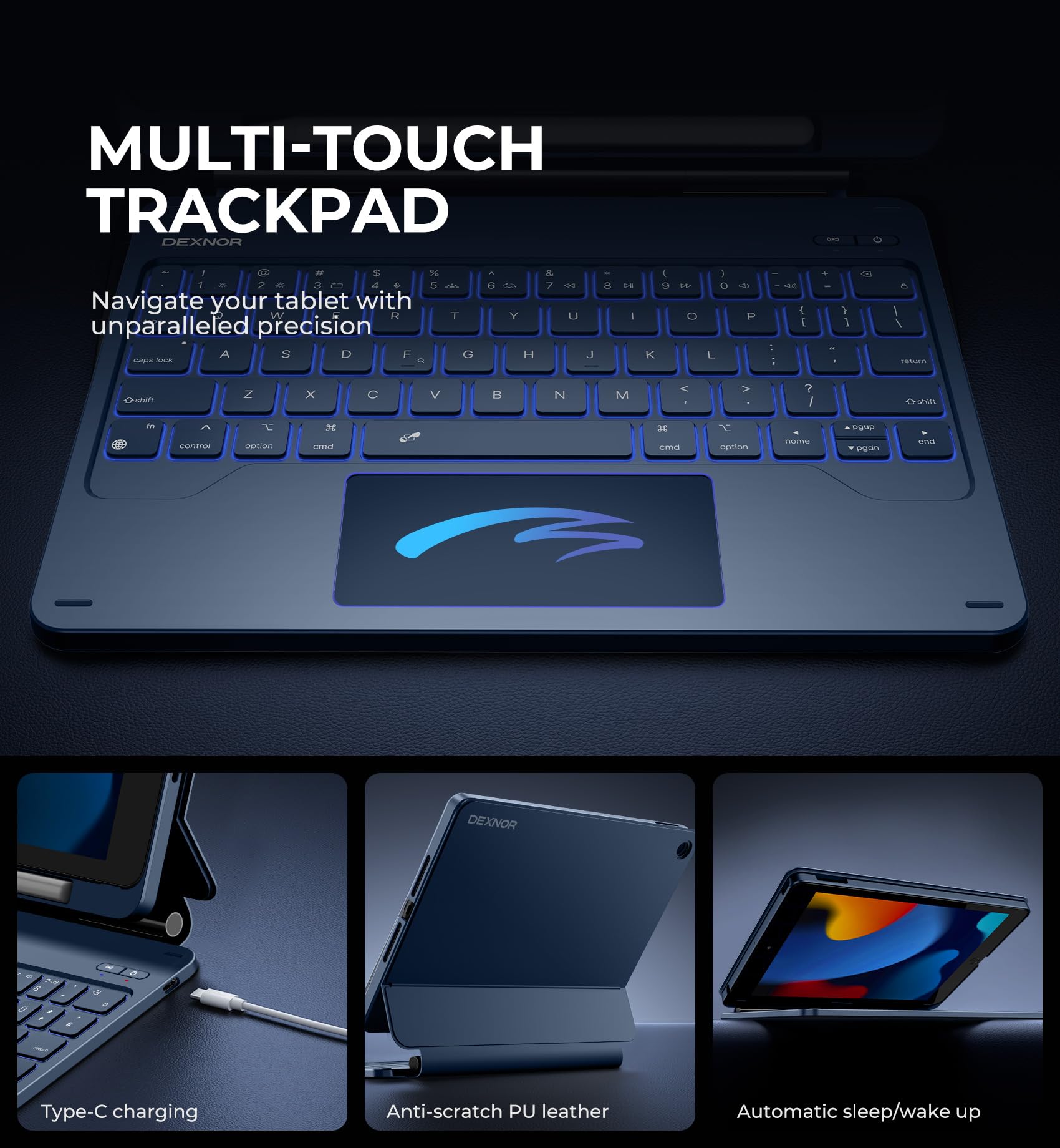 Foto 6 pulgar | Funda Con Teclado Dexnor Para Ipad 9ª Generación Con Panel Táctil  Color Azul - Venta Internacional.