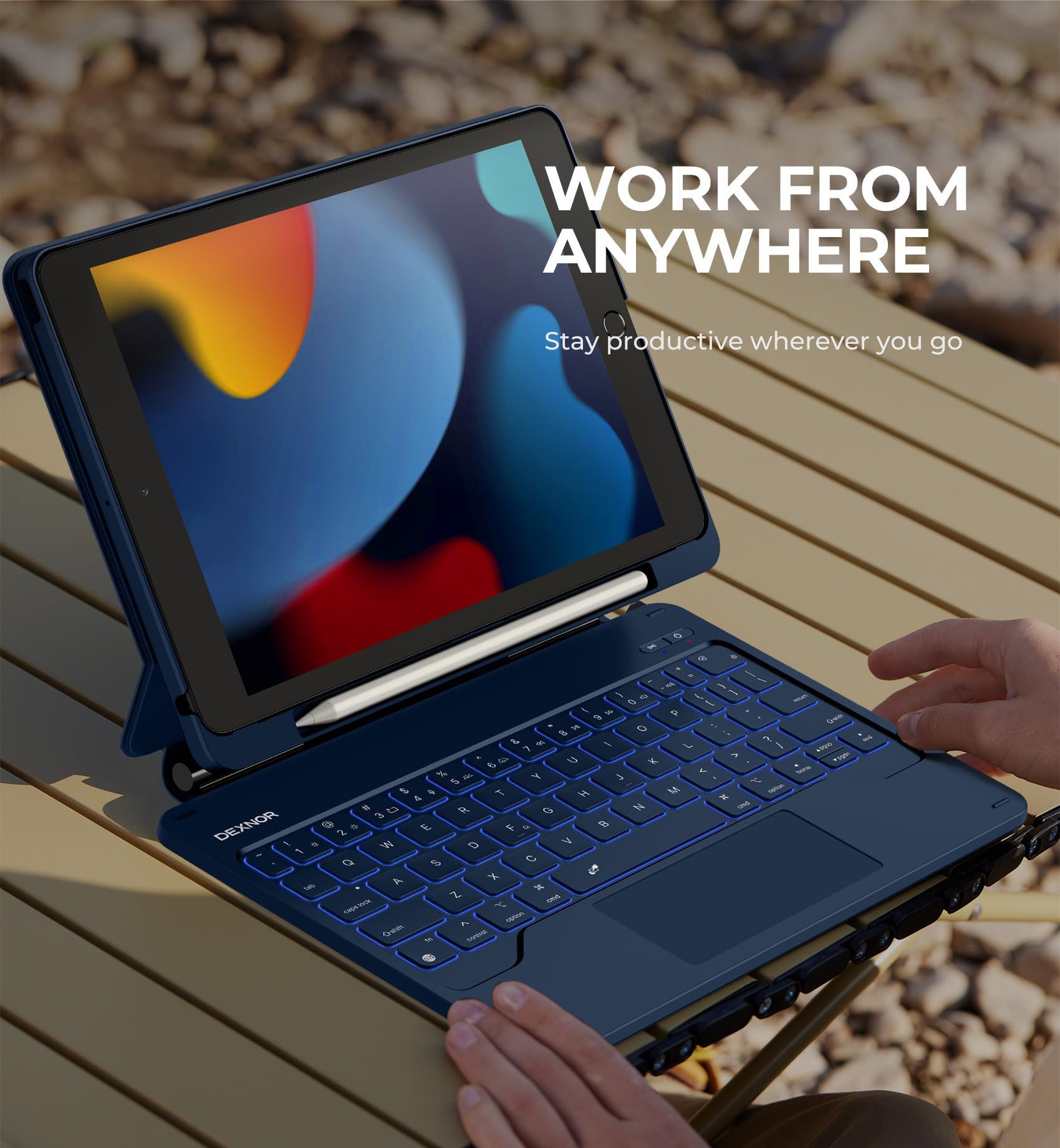 Foto 7 | Funda Con Teclado Dexnor Para Ipad 9ª Generación Con Panel Táctil  Color Azul - Venta Internacional.