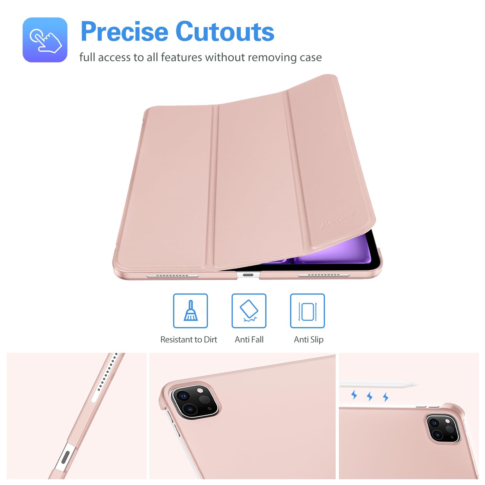 Foto 7 pulgar | Smart Case Procase Para Ipad Pro 12.9 2022/2021/2020/2018 - Rosa - Venta Internacional.