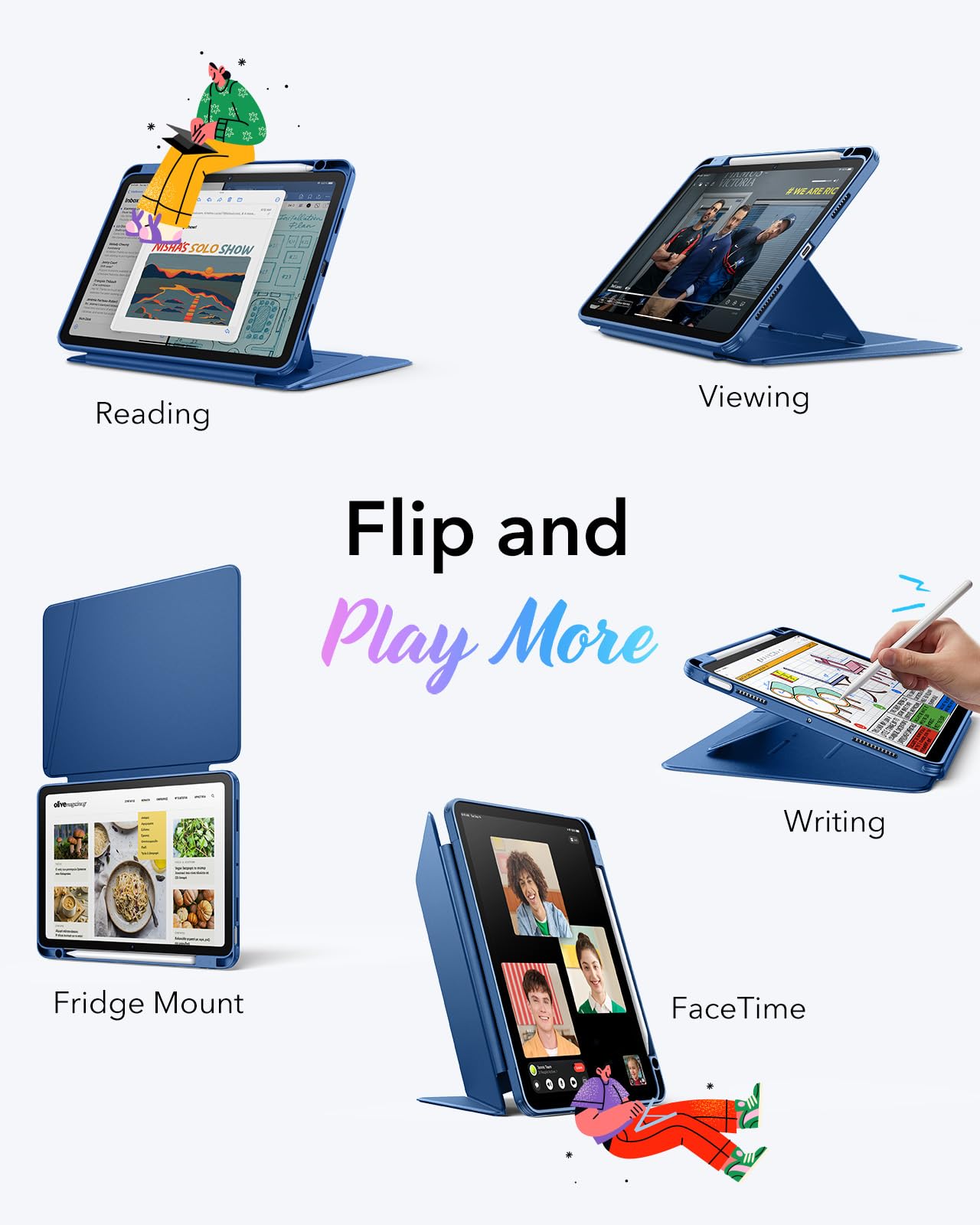Foto 3 | Funda Esr Para Ipad Air De 11 Pulgadas (2025/2024) Con Soporte Para Lápices  Color Azul - Venta Internacional.