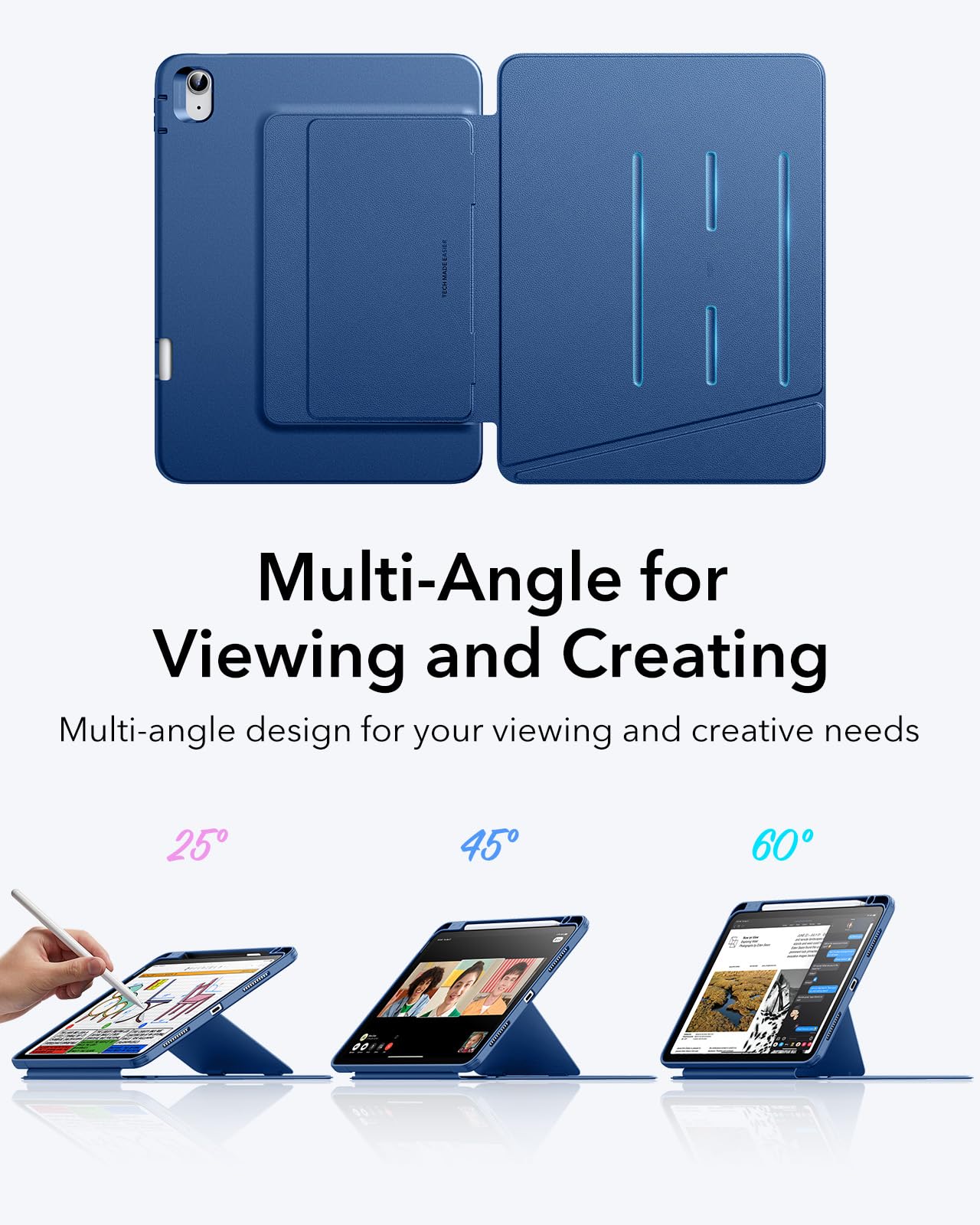 Foto 4 | Funda Esr Para Ipad Air De 11 Pulgadas (2025/2024) Con Soporte Para Lápices  Color Azul - Venta Internacional.