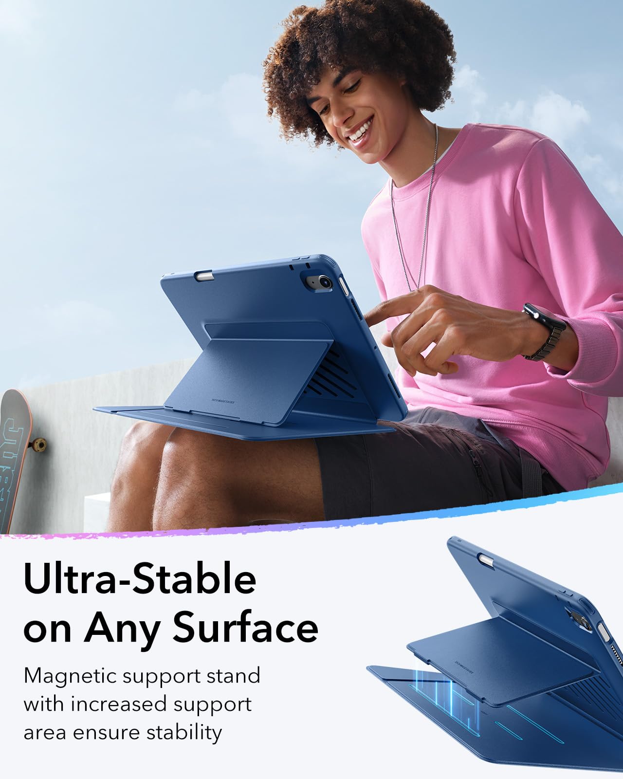 Foto 6 pulgar | Funda Esr Para Ipad Air De 11 Pulgadas (2025/2024) Con Soporte Para Lápices  Color Azul - Venta Internacional.