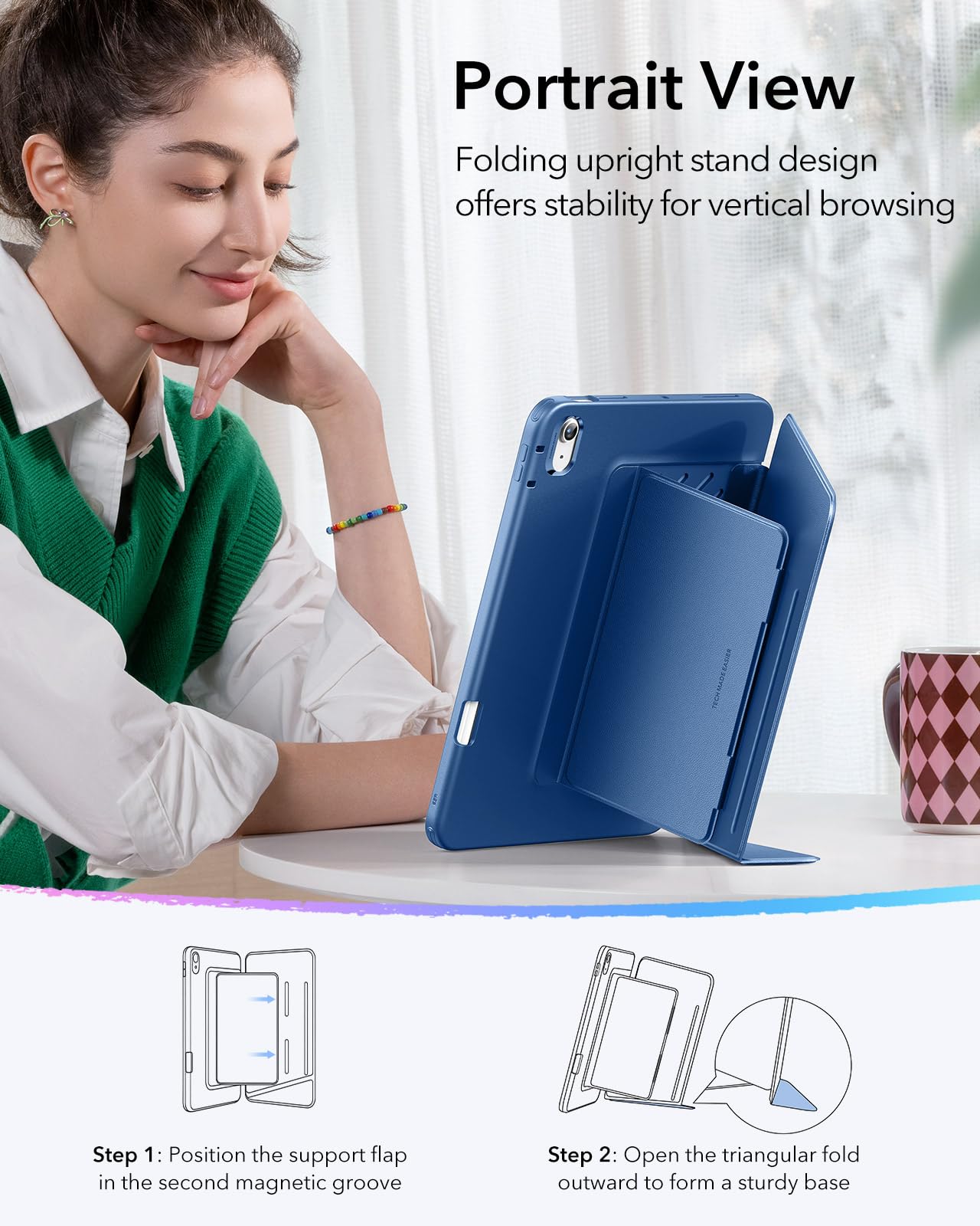 Foto 7 pulgar | Funda Esr Para Ipad Air De 11 Pulgadas (2025/2024) Con Soporte Para Lápices  Color Azul - Venta Internacional.