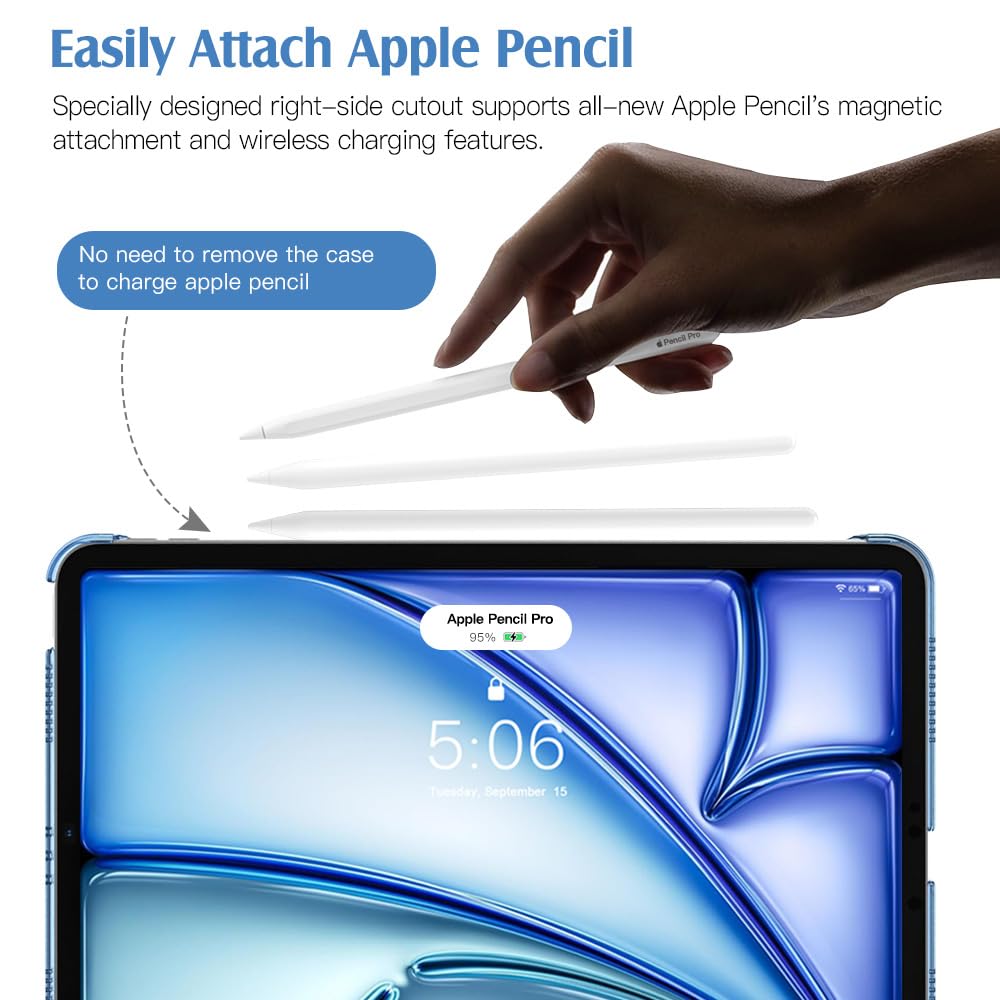Foto 4 pulgar | Funda Para Ipad Air De 11 Pulgadas Timovo Blue Wave  Parte Trasera Translúcida - Venta Internacional.
