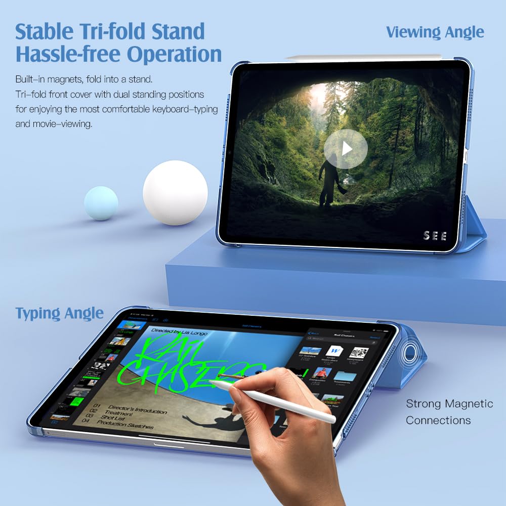 Foto 6 | Funda Para Ipad Air De 11 Pulgadas Timovo Blue Wave  Parte Trasera Translúcida - Venta Internacional.