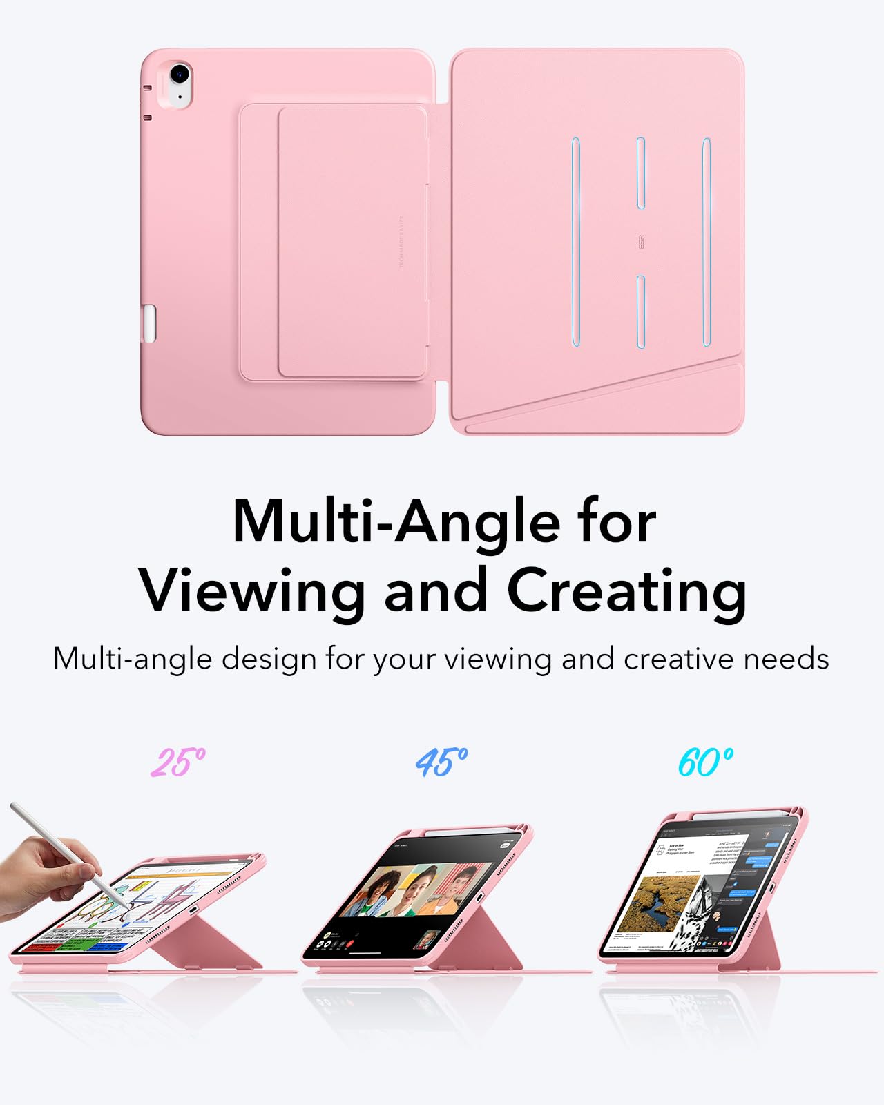 Foto 4 | Funda Esr Para Ipad A16 De 11.ª Y 10.ª Generación Con Soporte Para Lápices  Color Rosa - Venta Internacional.