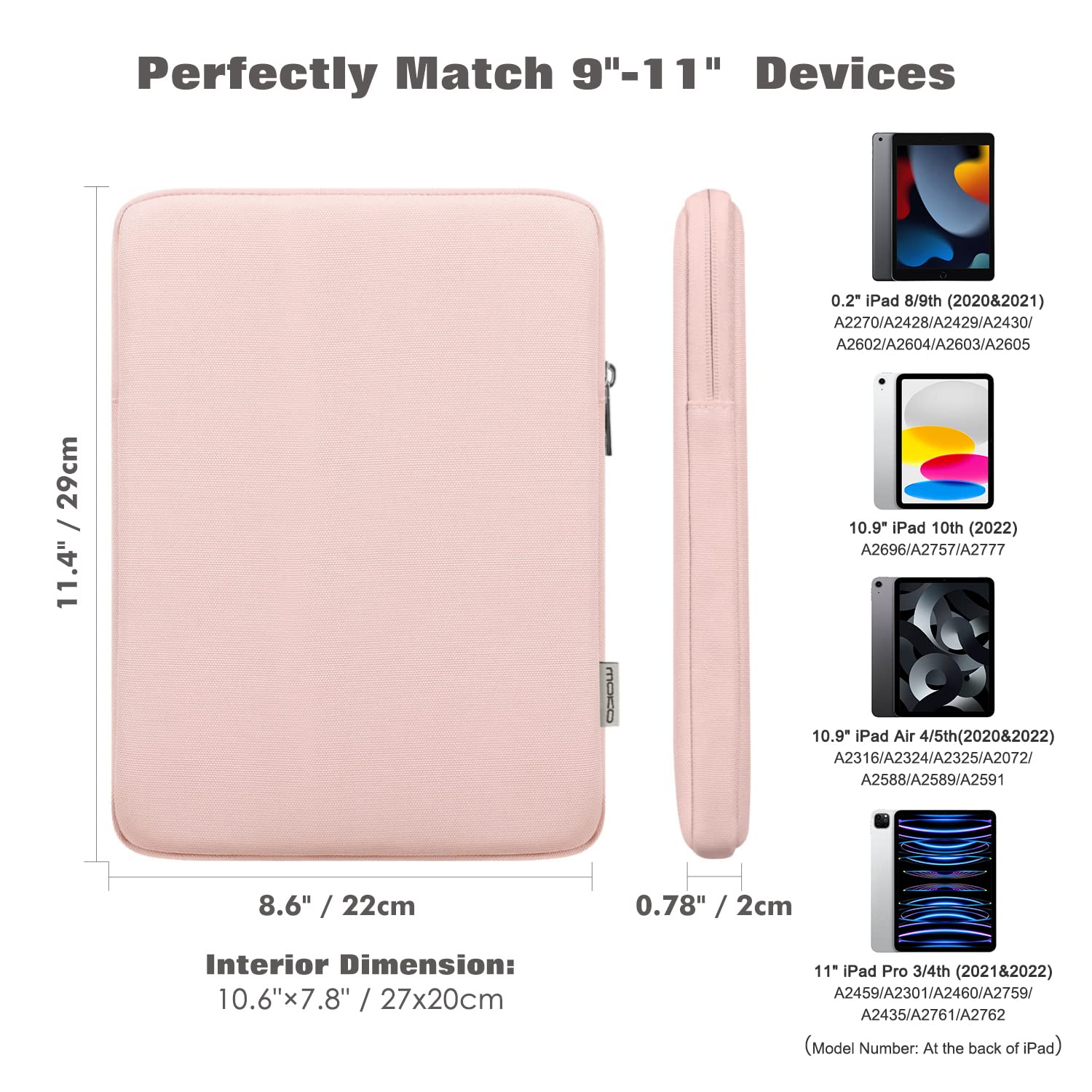 Foto 3 pulgar | Funda Para Tablet Moko De 9 A 11 Pulgadas Para Ipad Air 5 10.9 2022  Color Rosa - Venta Internacional.