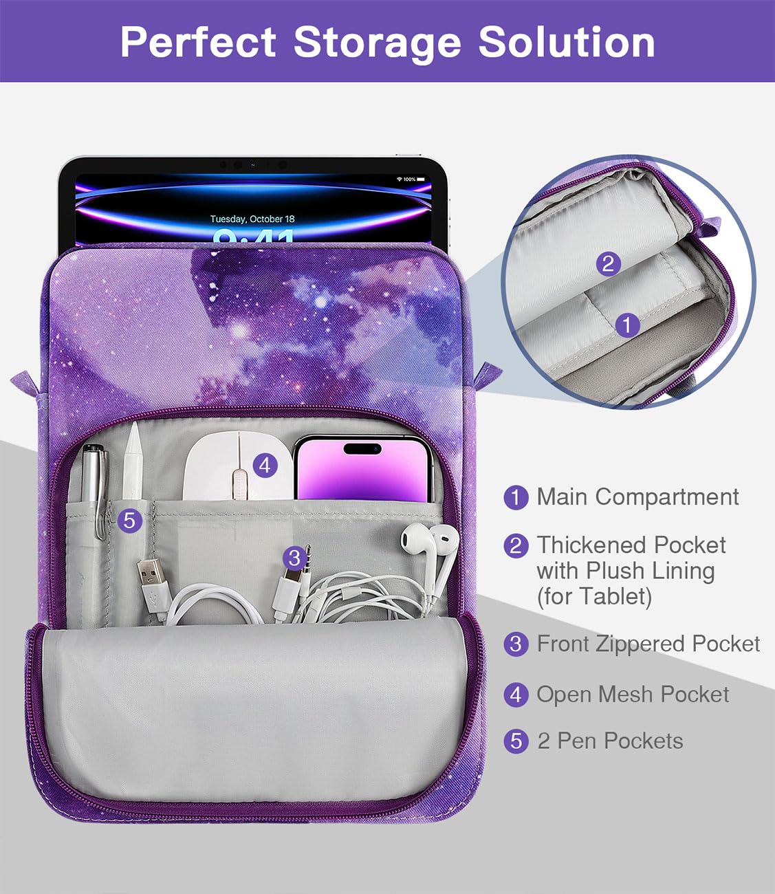 Foto 6 pulgar | Funda Para Tableta Moko De 9 A 11 Pulgadas Con Correa Para El Hombro  Color Morado - Venta Internacional.